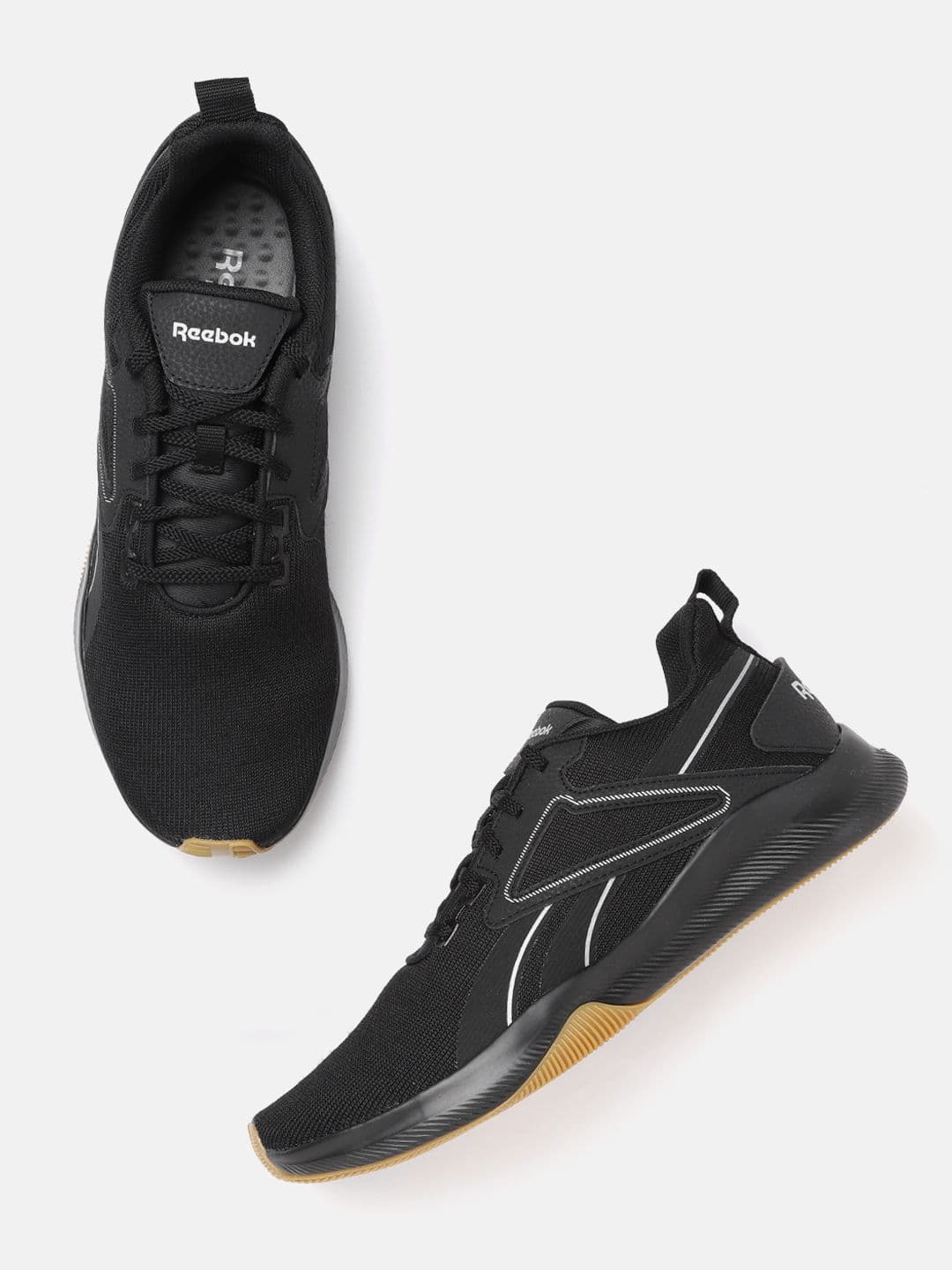 Reebok Men Black Woven Design Grafite Running Shoes - view 1