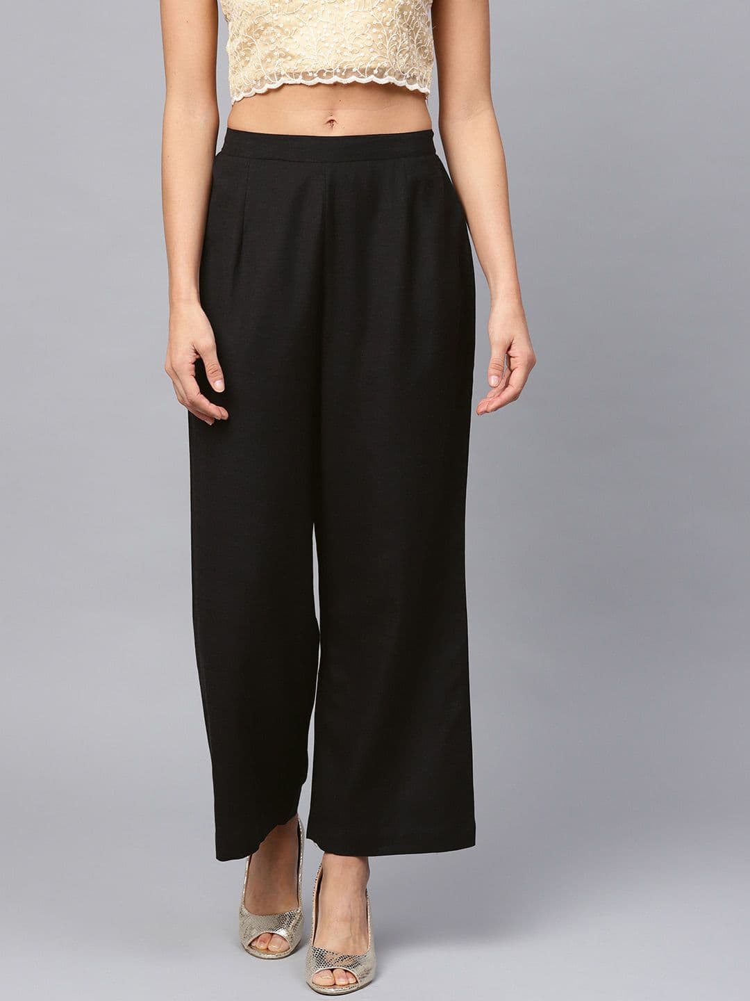 anayna Women Black Flared Palazzos - view 1