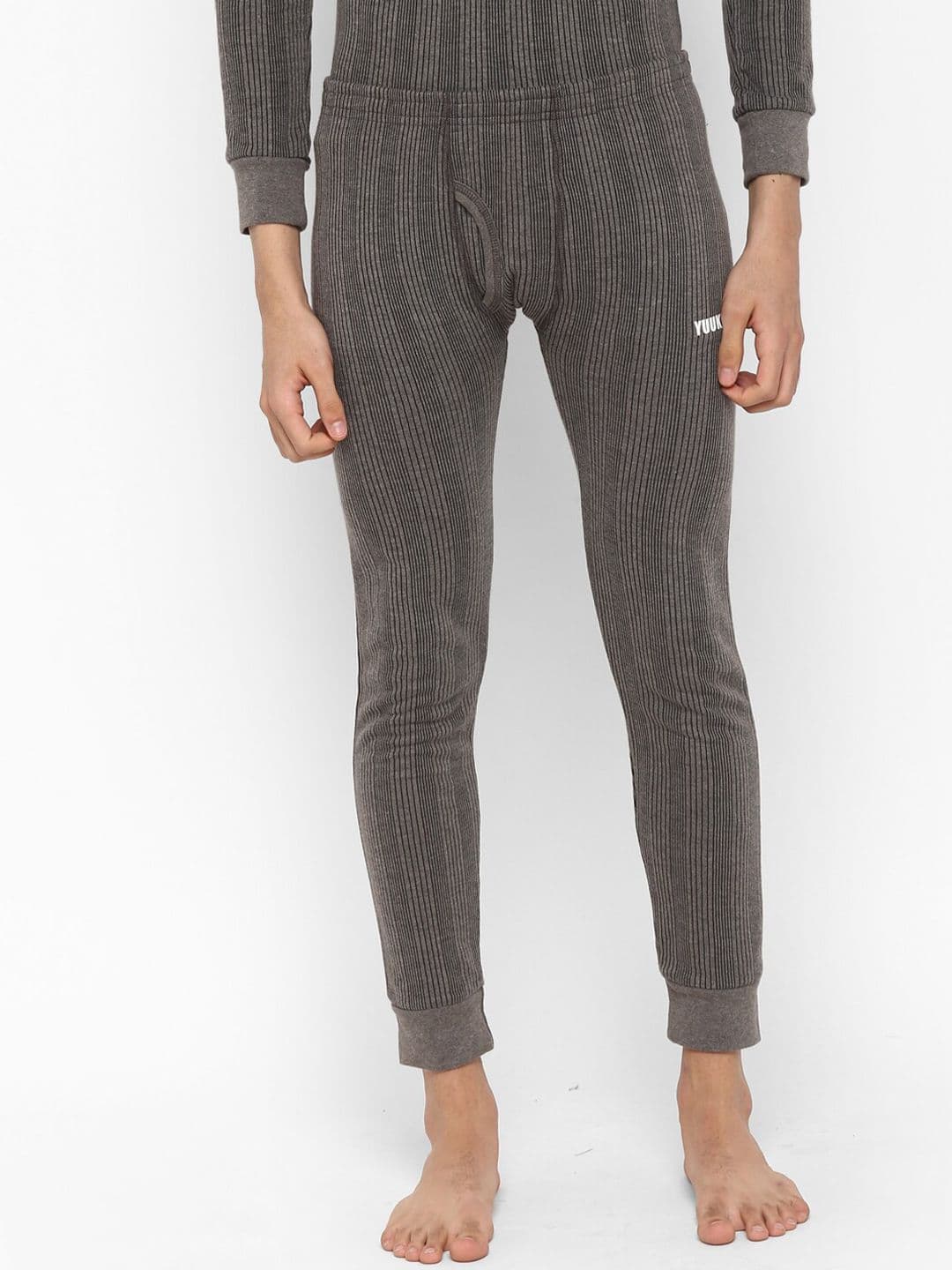 Yuuki Men Charcoal Grey Striped Thermal Bottom - view 1