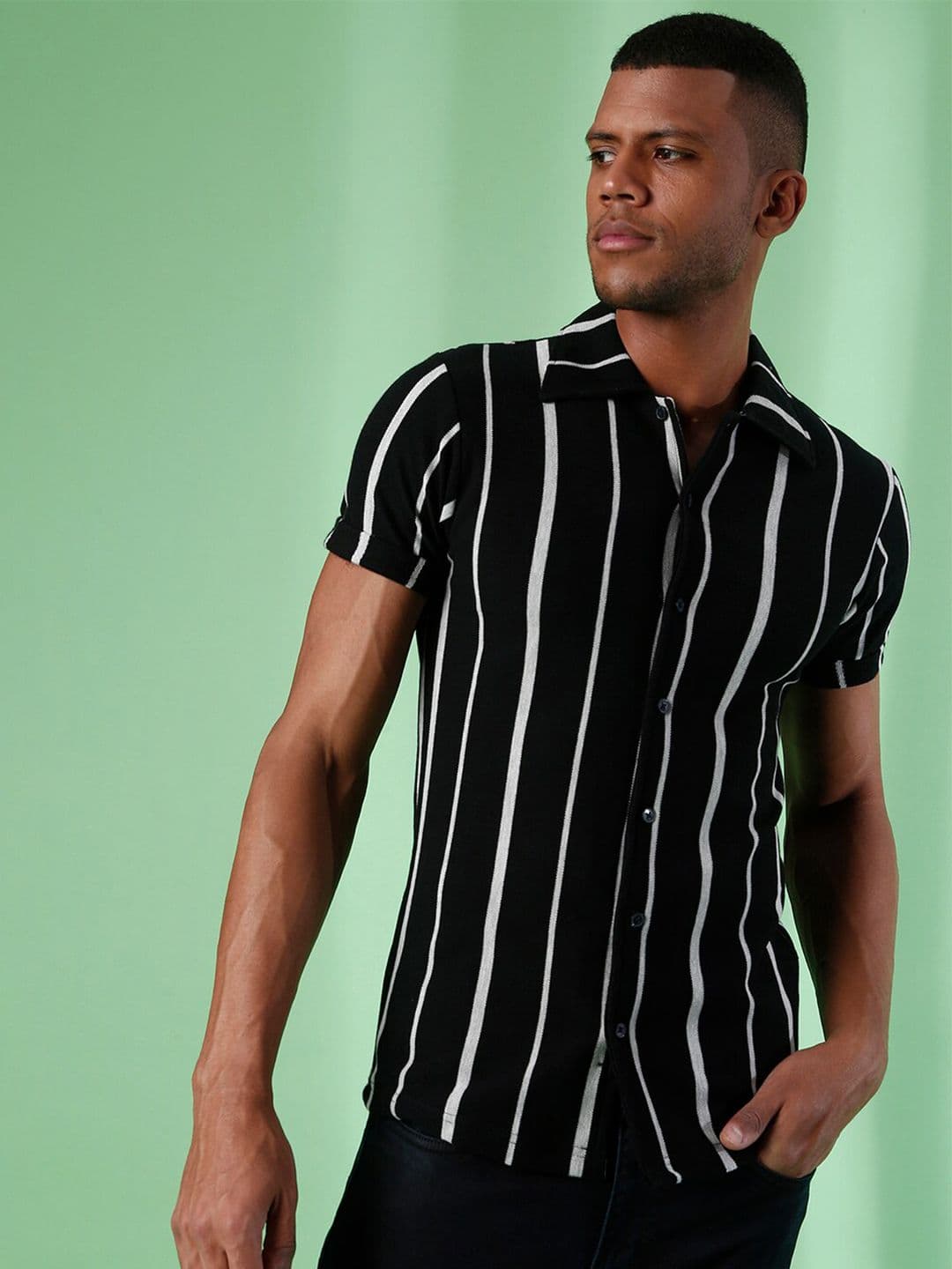 CAHOOT Men Black Classic Striped Casual Shirt - view 1