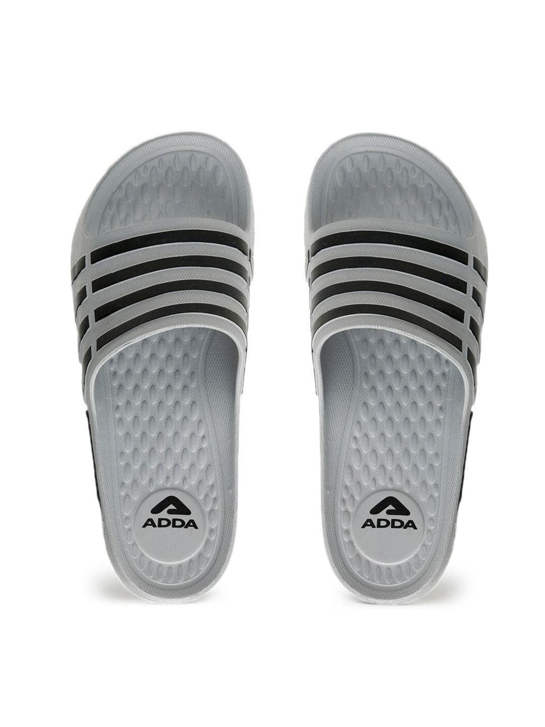 Adda Men Grey & Black Striped Sliders - view 1