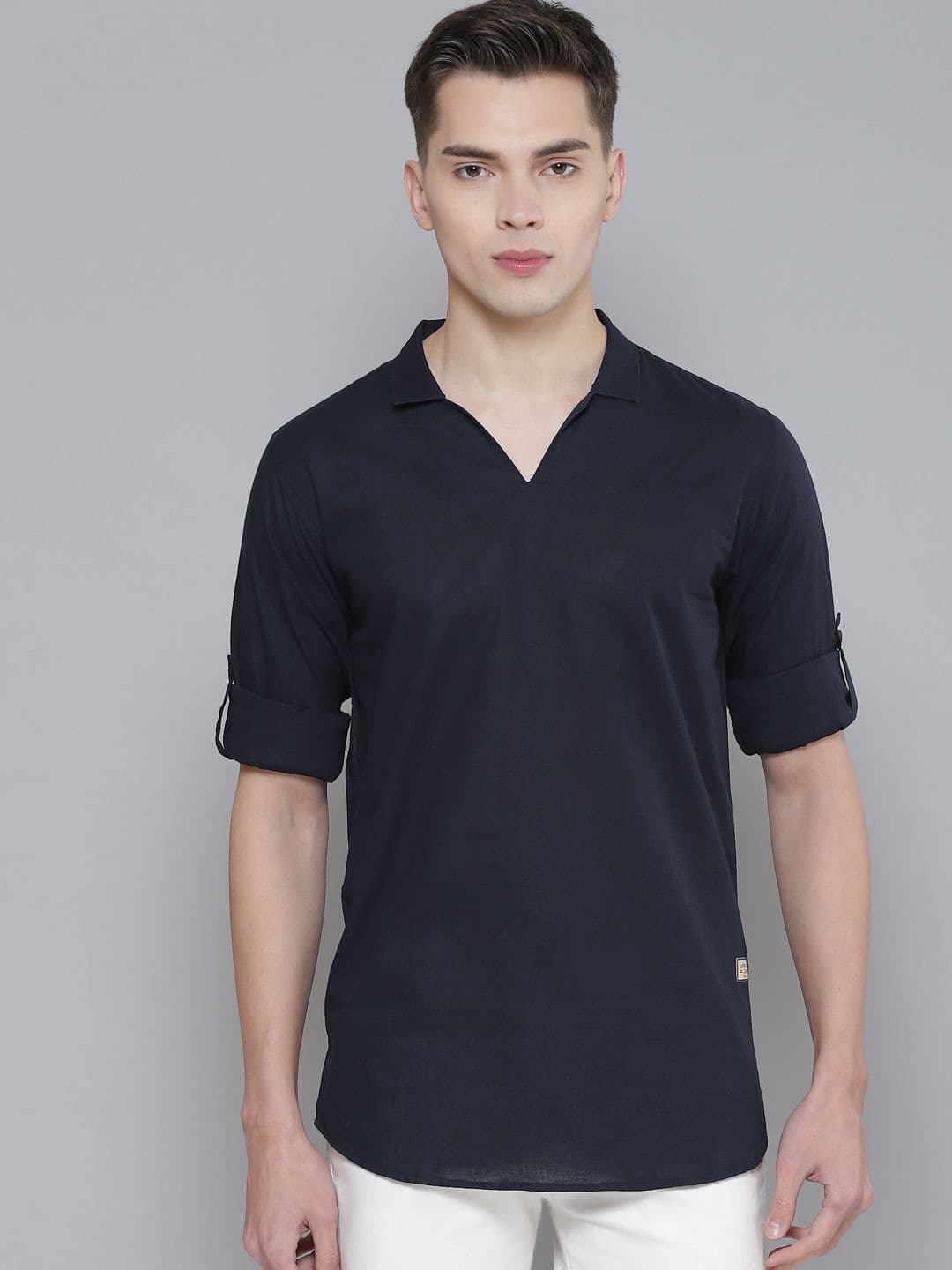 DENNISON Men Navy Blue Comfort Fit Kurta - view 1