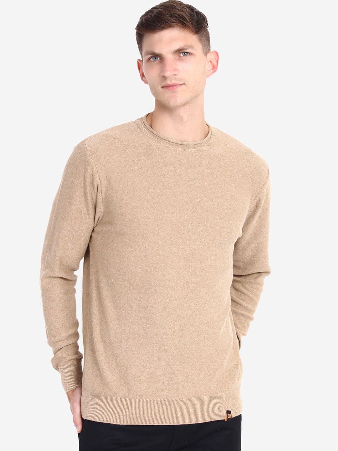 JoE Hazel Men Tan Pure Cotton Pullover - view 1