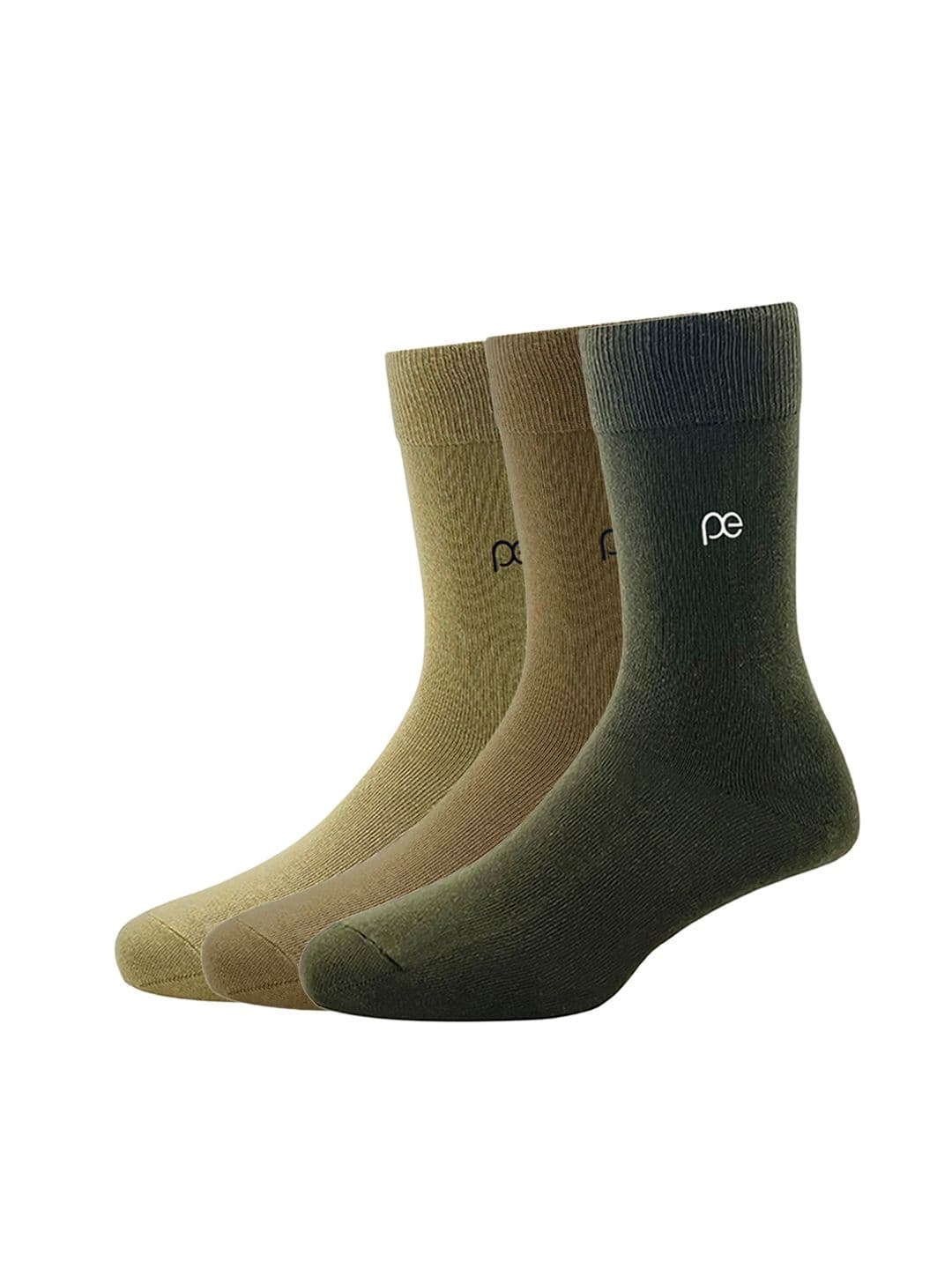 Peter England Men Beige & Khaki Pack of 3 Cotton Full Length Socks - view 1