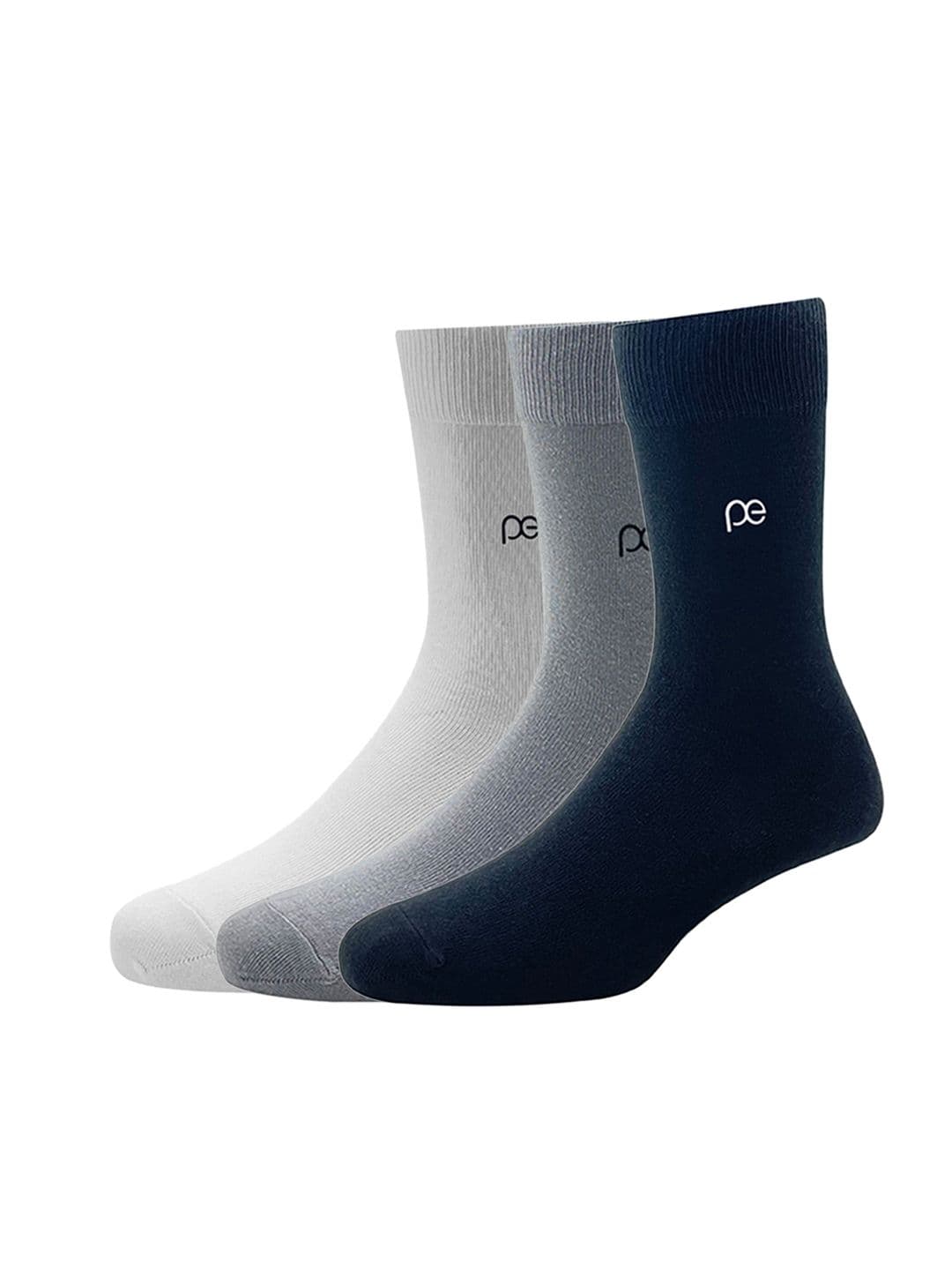 Peter England Men Pack of 3 White & Grey Calf Length Socks - view 1