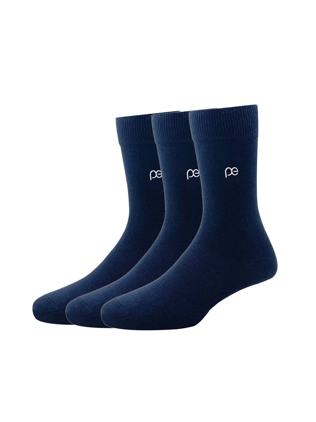 Peter England Men Pack Of 3 Navy Blue Solid Full Length Socks - view 1