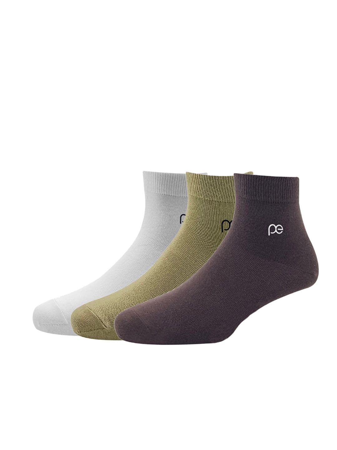 Peter England Men Beige & Brown Pack of 3 Cotton Above Ankle Length Socks - view 1