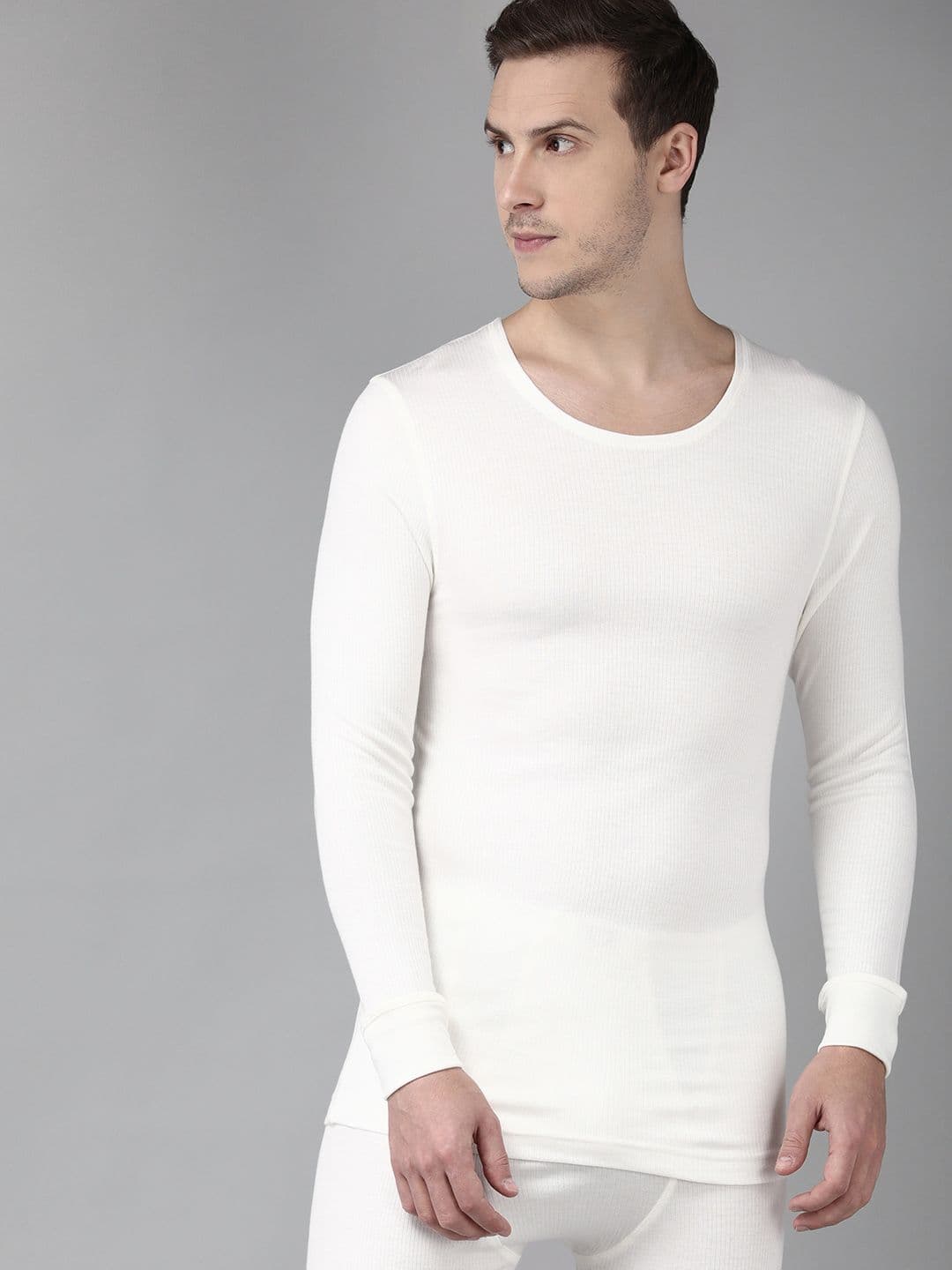 Van Heusen Innerwear Men White Solid Warmtech Extra Warm Thermal Top - view 1