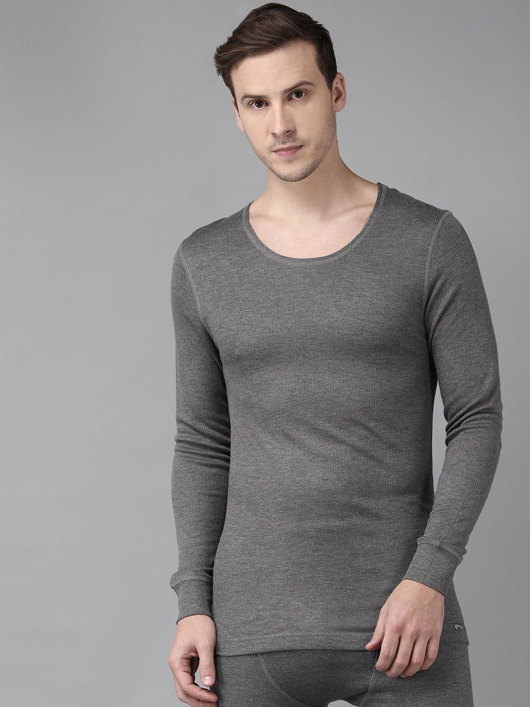 Van Heusen Innerwear Men Grey Solid Warmtech Extra Warm Thermal Top - view 1
