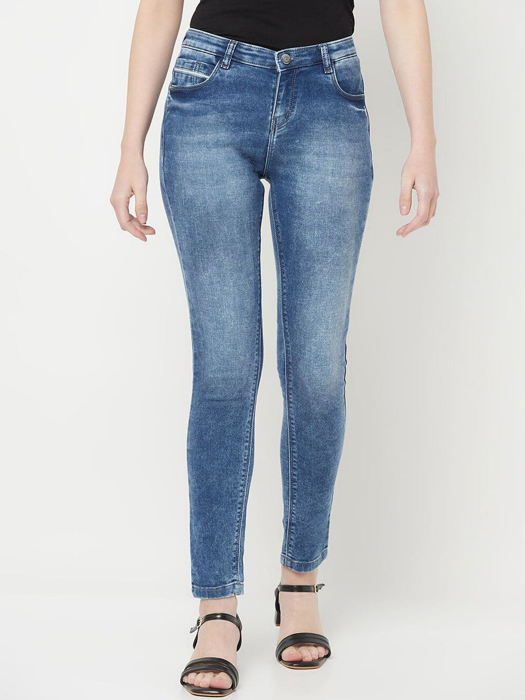 Crimsoune Club Women Blue Skinny Fit Heavy Fade Stretchable Jeans - view 1