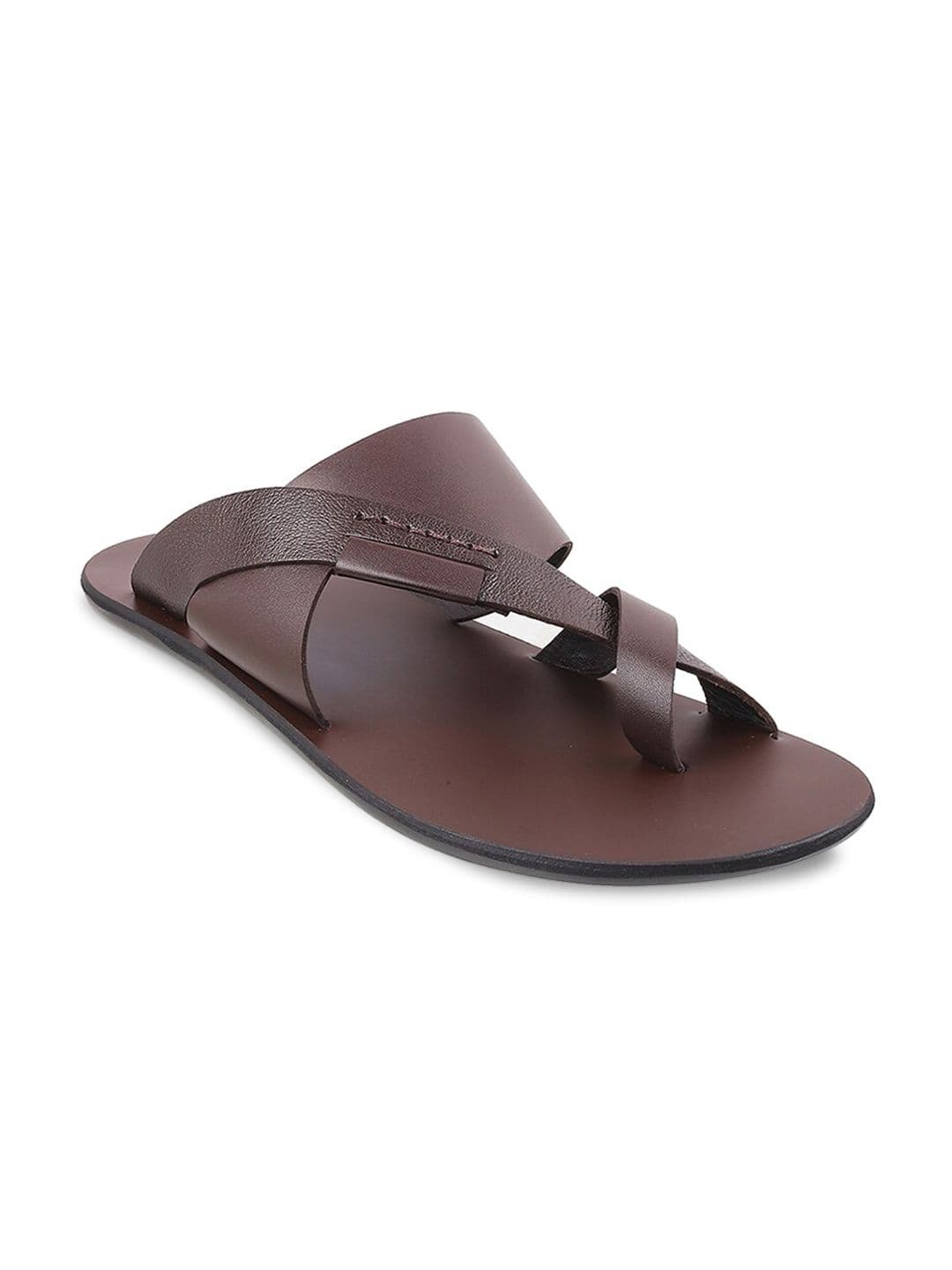 Metro Men Brown Leather Comfort Sandals - view 1