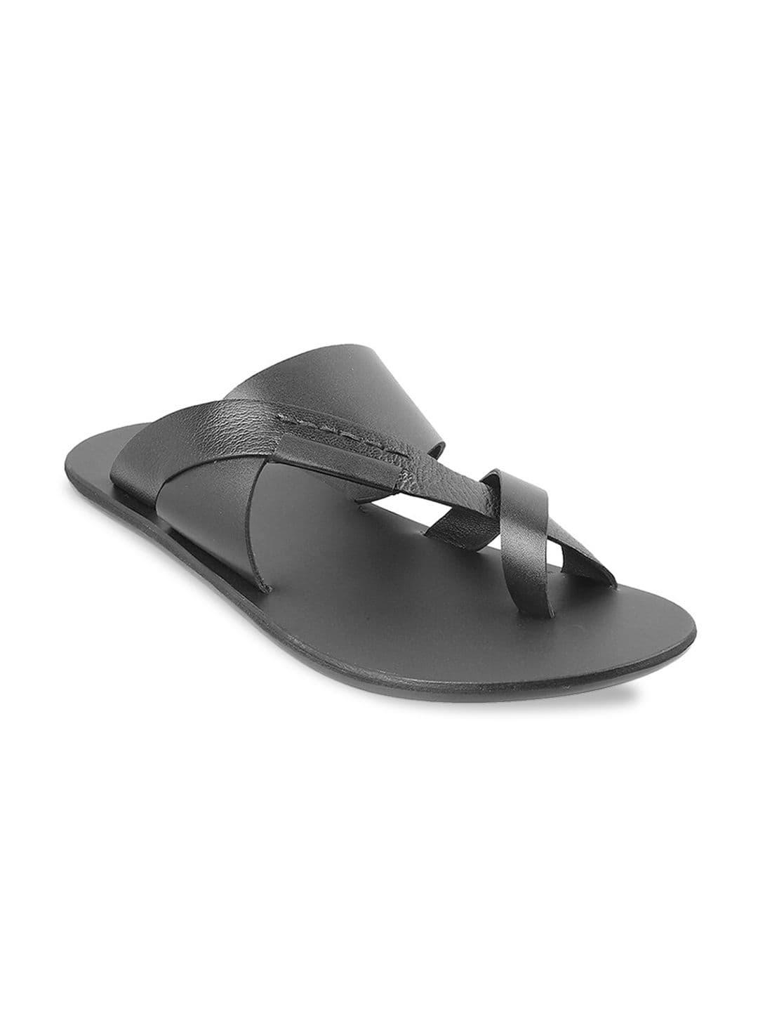 Metro Men Black Leather Comfort Sandals - view 1