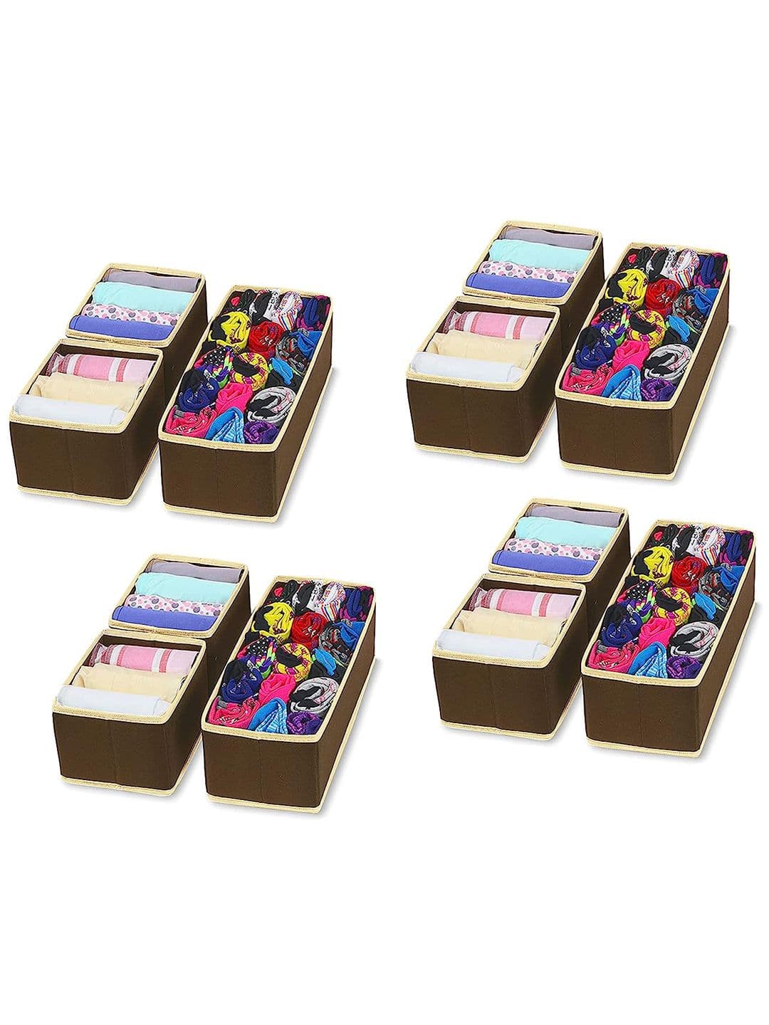 HOUSE OF QUIRK Brown 12 Pieces Storage Box Closet Dresser Drawer Organizer - view 1