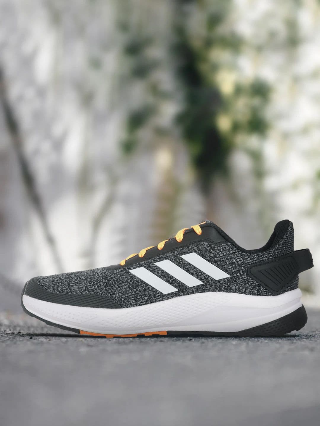 ADIDAS Men Grey & Black Woven Design Run Steady Shoes - view 1