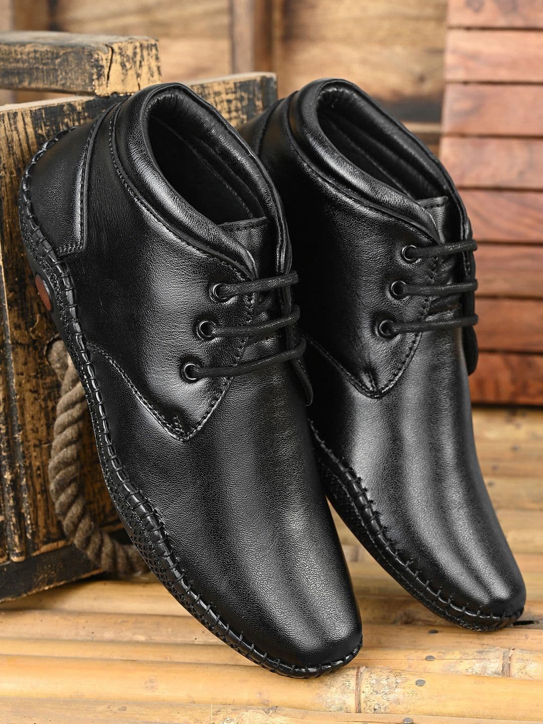 Mactree Men Black Leather Formal Derbys - view 1