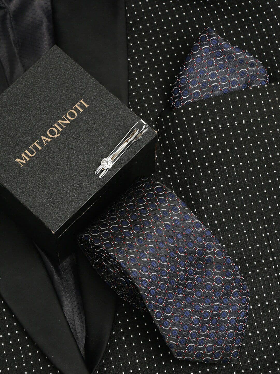 MUTAQINOTI Men Silk Necktie Accessory Gift Set - view 1