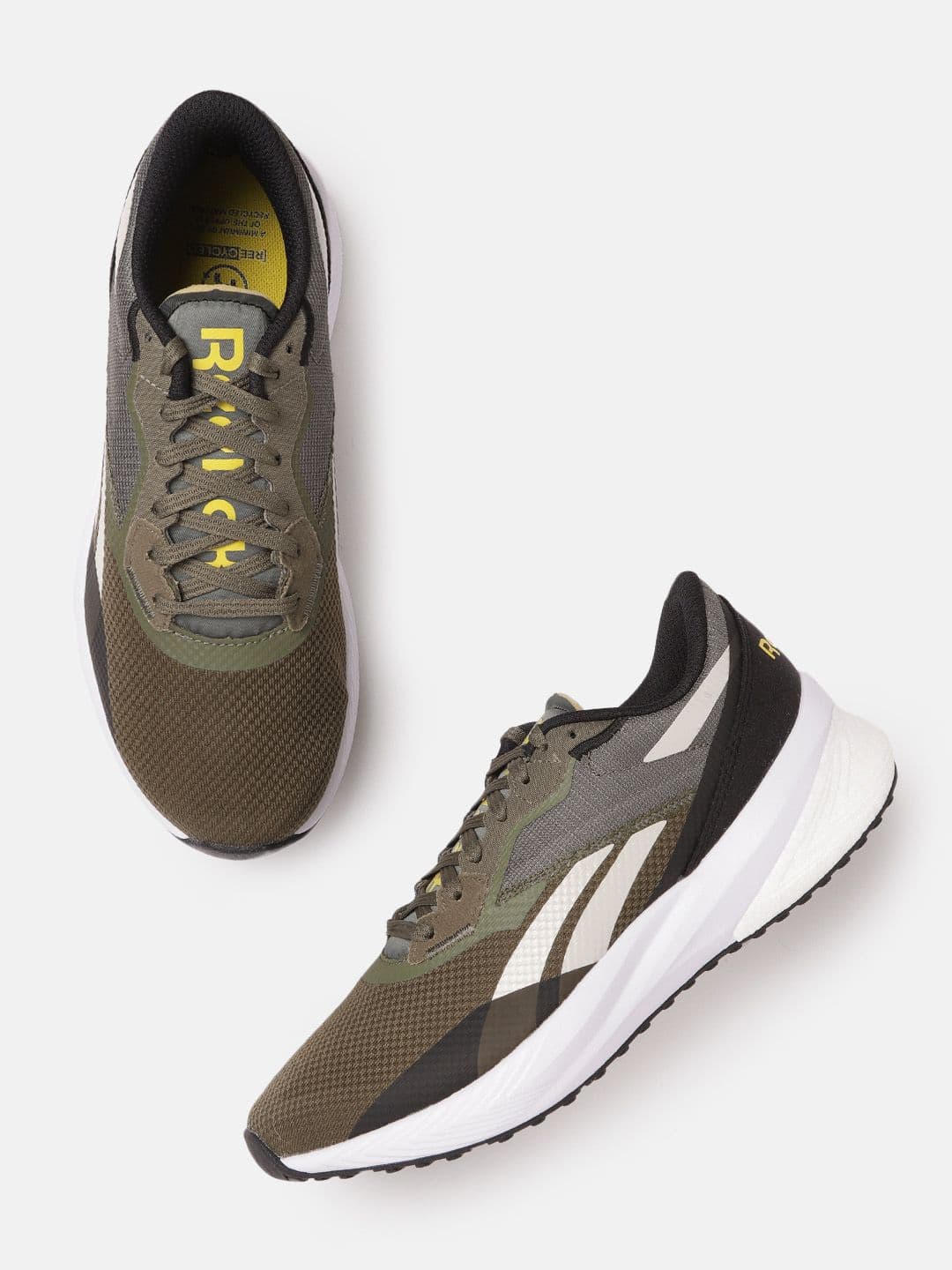 Reebok Men Olive Green & Off-White Woven Design Floatride Energy Streak Running Shoes - view 1