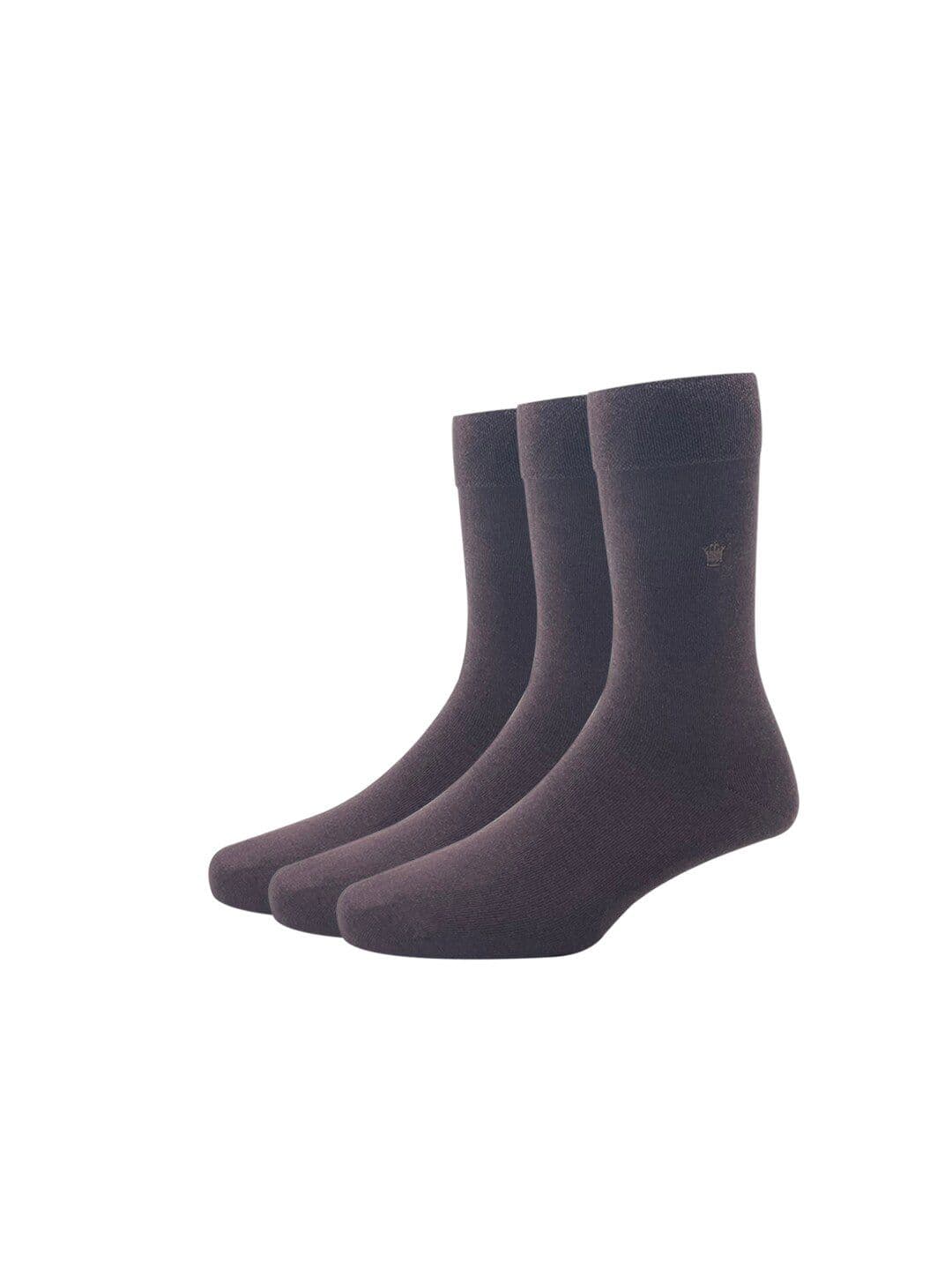 Louis Philippe Mens Brown Pack of 3 Cotton Full Length Socks - view 1