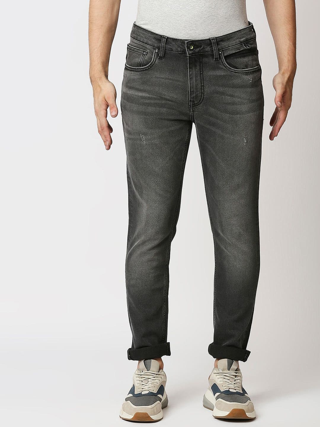 WAIMEA Men Grey Durban Slim Fit Mildly Distress Heavy Fade Stretchable Denims - view 1