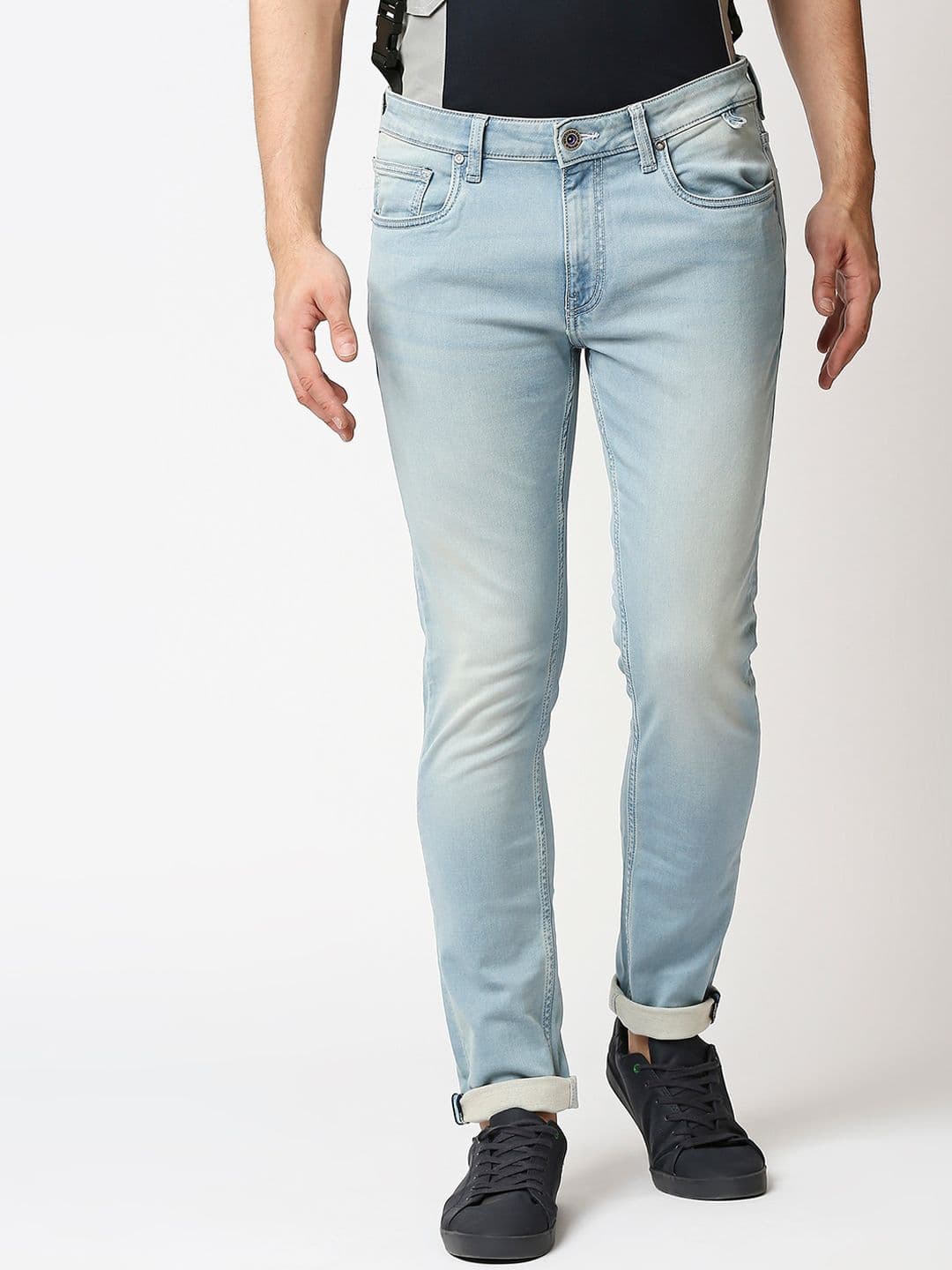 WAIMEA Men Blue Slim Fit Heavy Fade Stretchable Denims - view 1