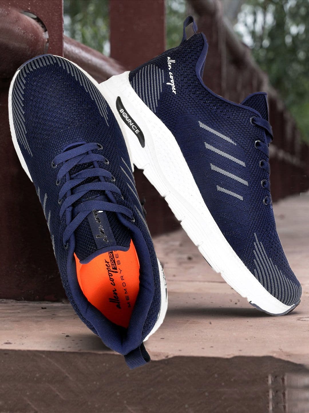 Allen Cooper Men Navy Blue & Grey Mesh Running Non-Marking Shoes - view 1