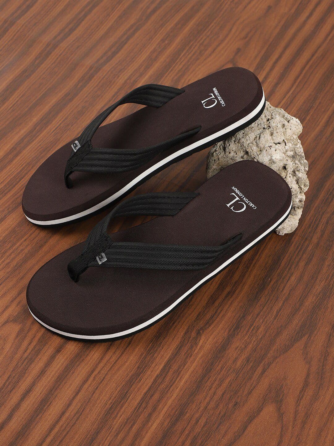 Carlton London Men Brown & Black Thong Flip-Flops - view 1