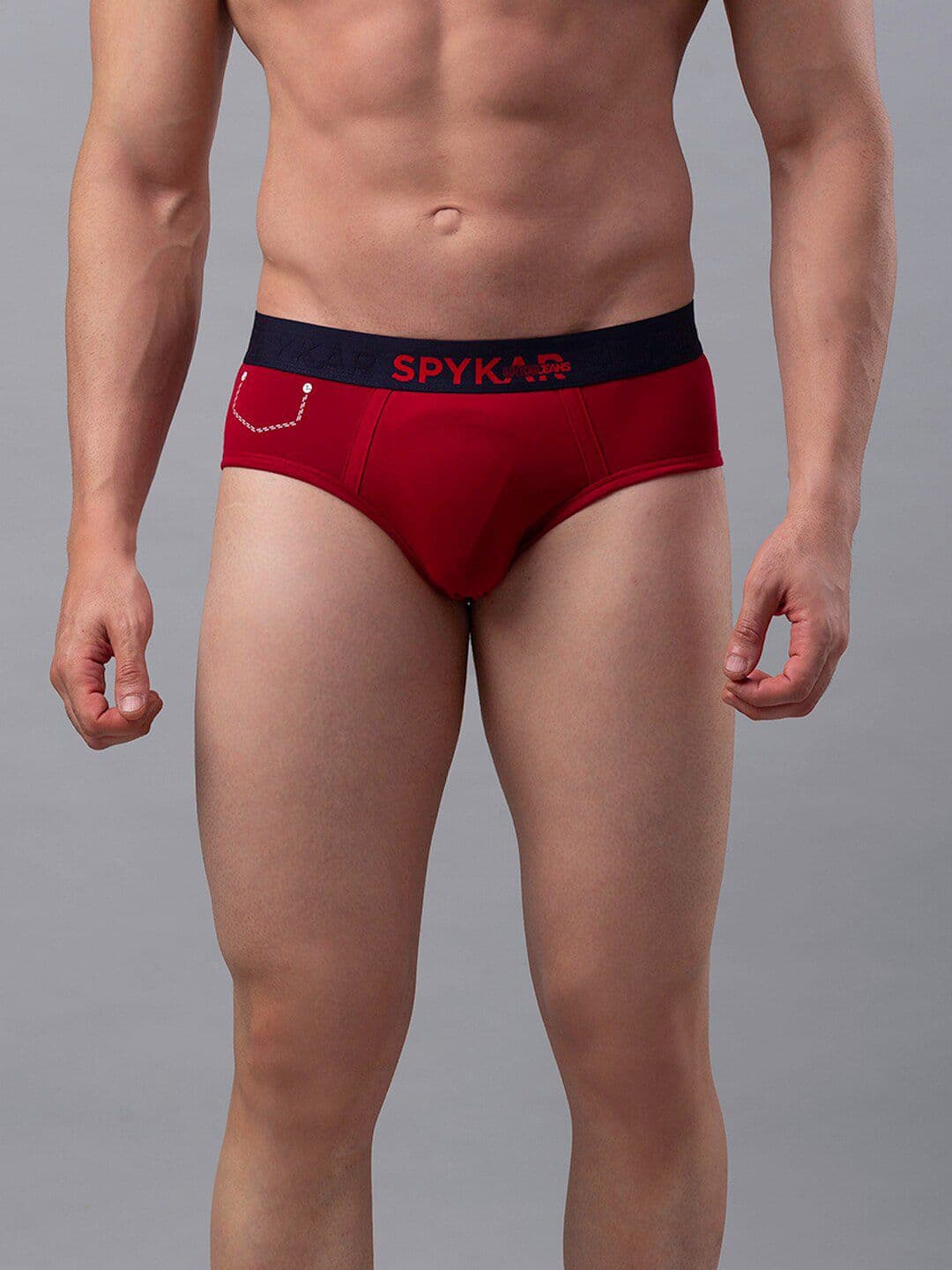 UnderJeans by Spykar Men Maroon Solid Cotton Blend Basic Briefs - view 1