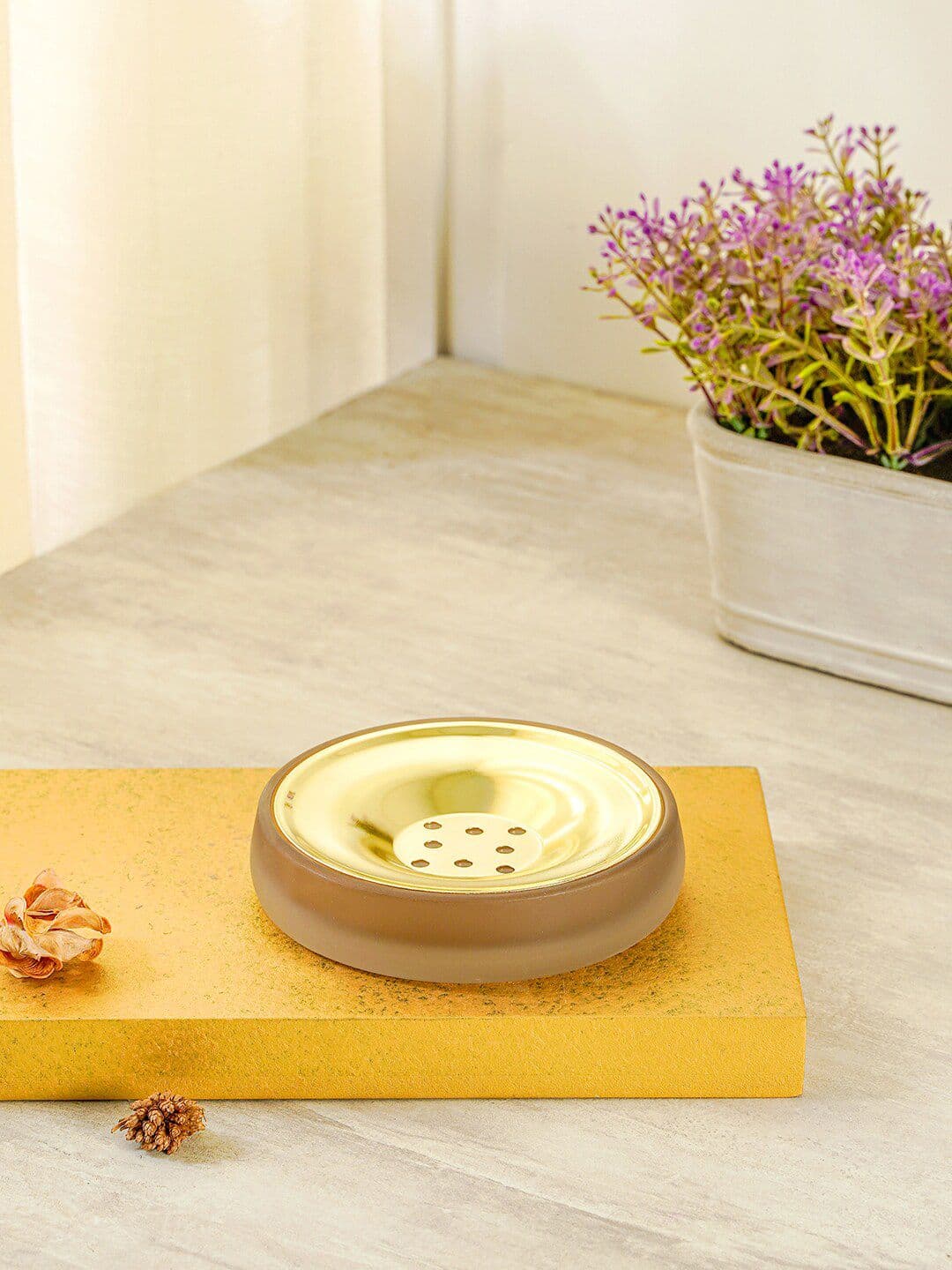 Pure Home and Living Brown Frosted Glass Soap Dish - view 1