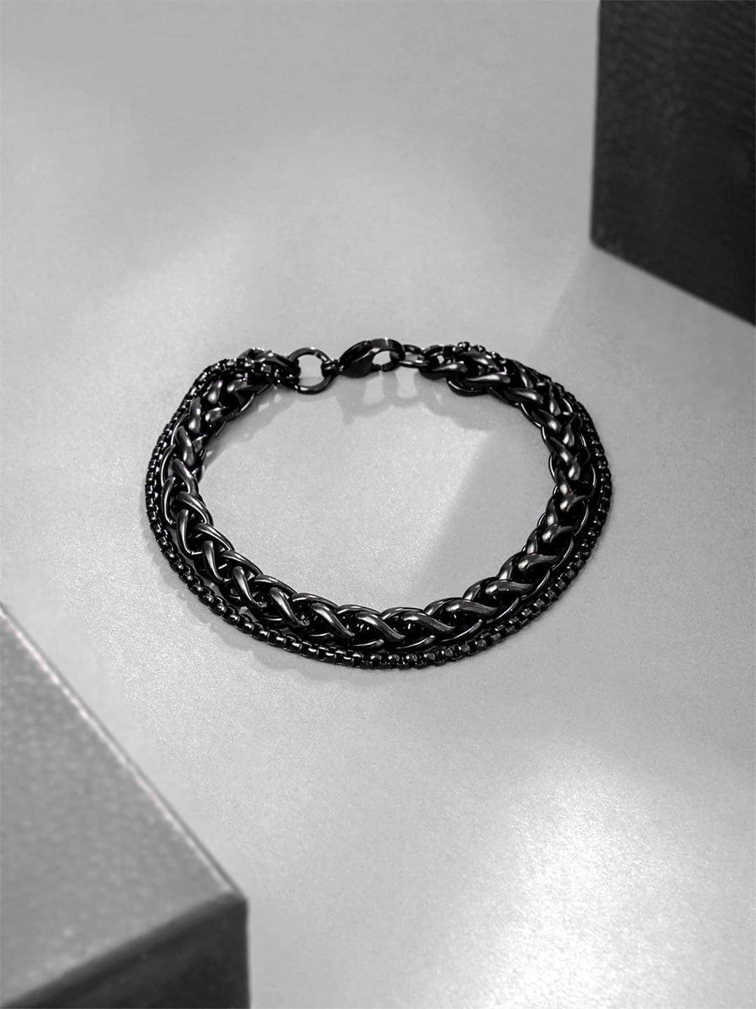 Yellow Chimes Men Black Rhodium-Plated Link Bracelet - view 1