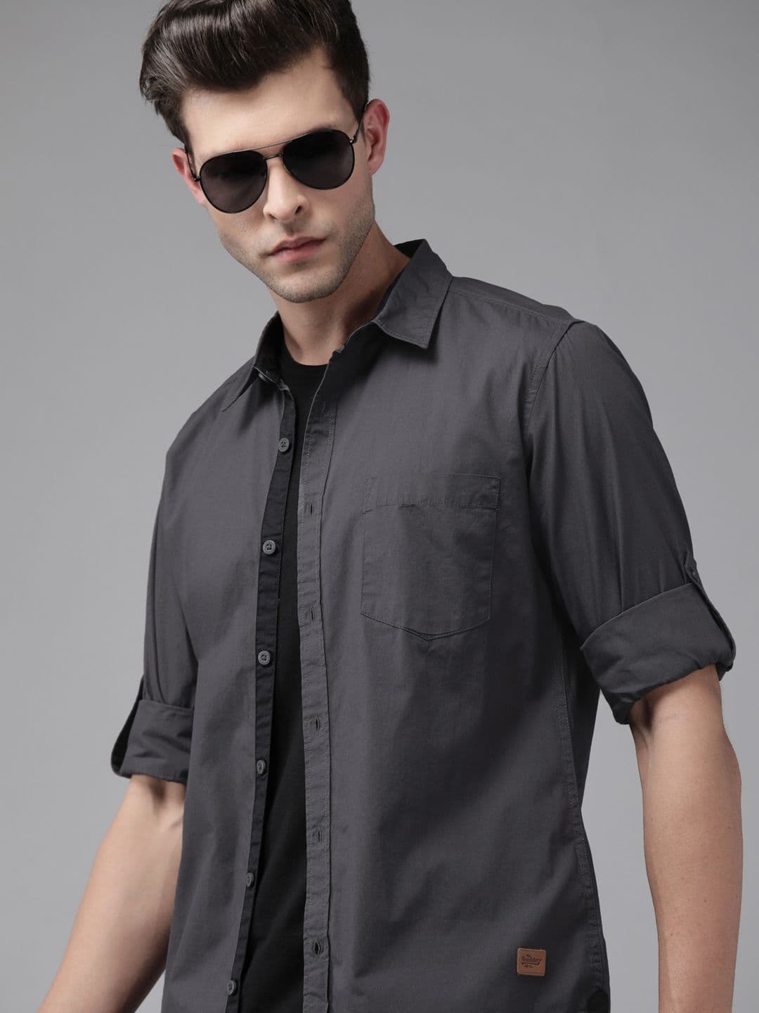 Roadster Men Cotton Solid Casual Shirt - view 1