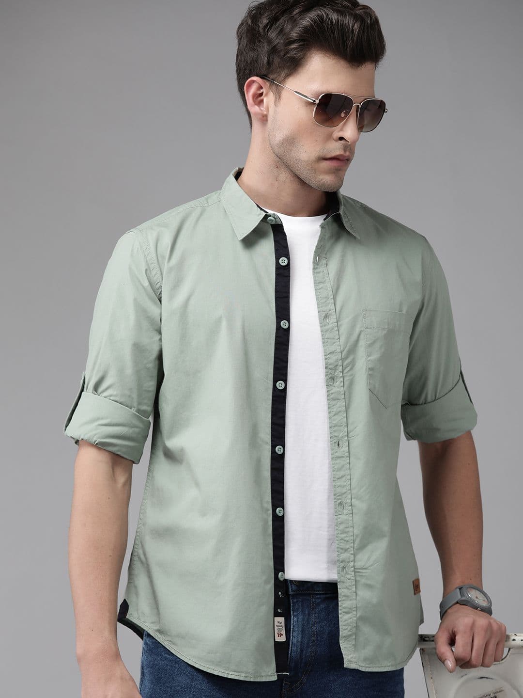 Roadster Men Pure Cotton Solid Casual Shirt - view 1