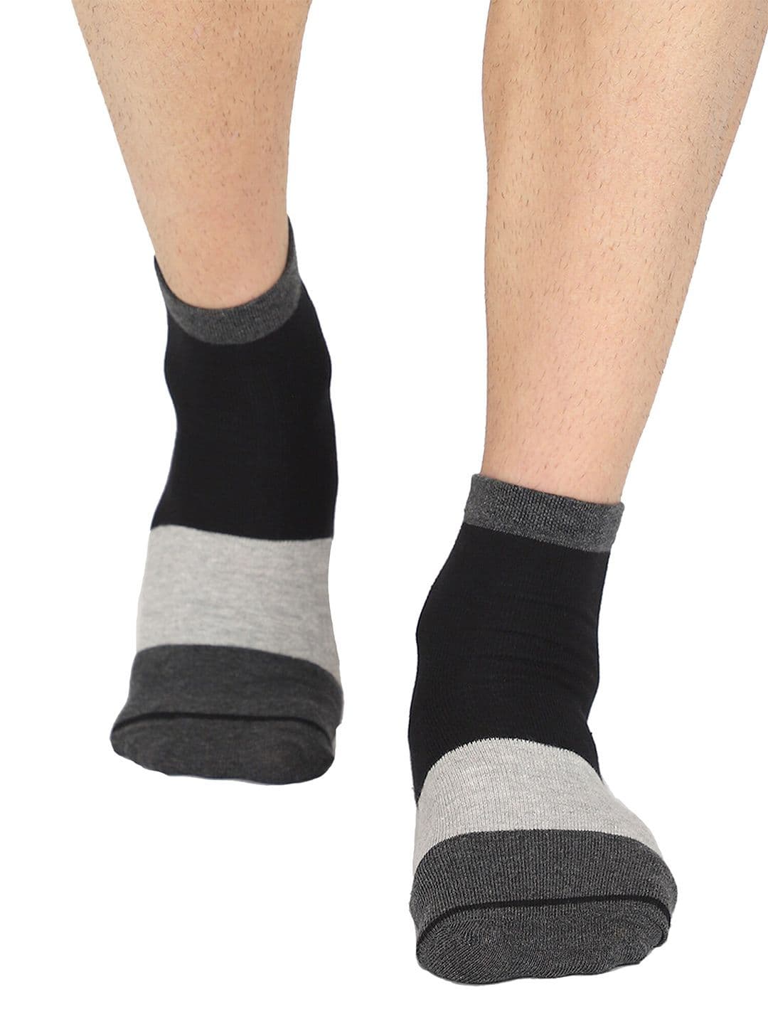 Bodycare Men Pack of 2 Black & Grey Colorblocked Above Ankle Length Socks - view 1