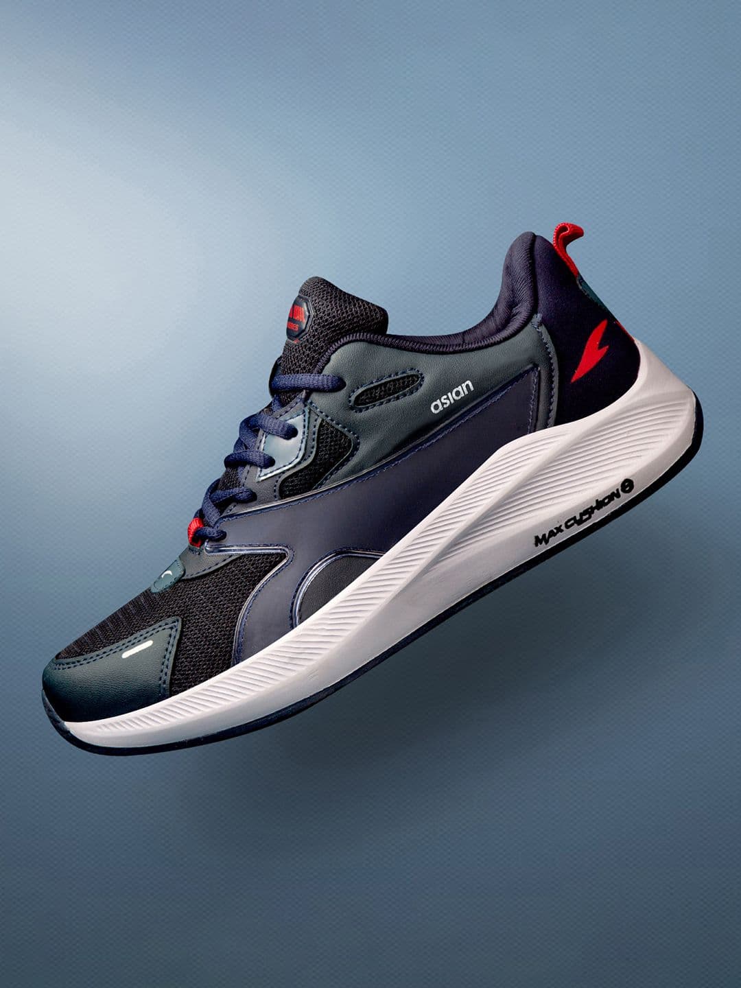 ASIAN Men Navy Blue Mesh Non-Marking Lace-up Running Sport Shoes - view 1