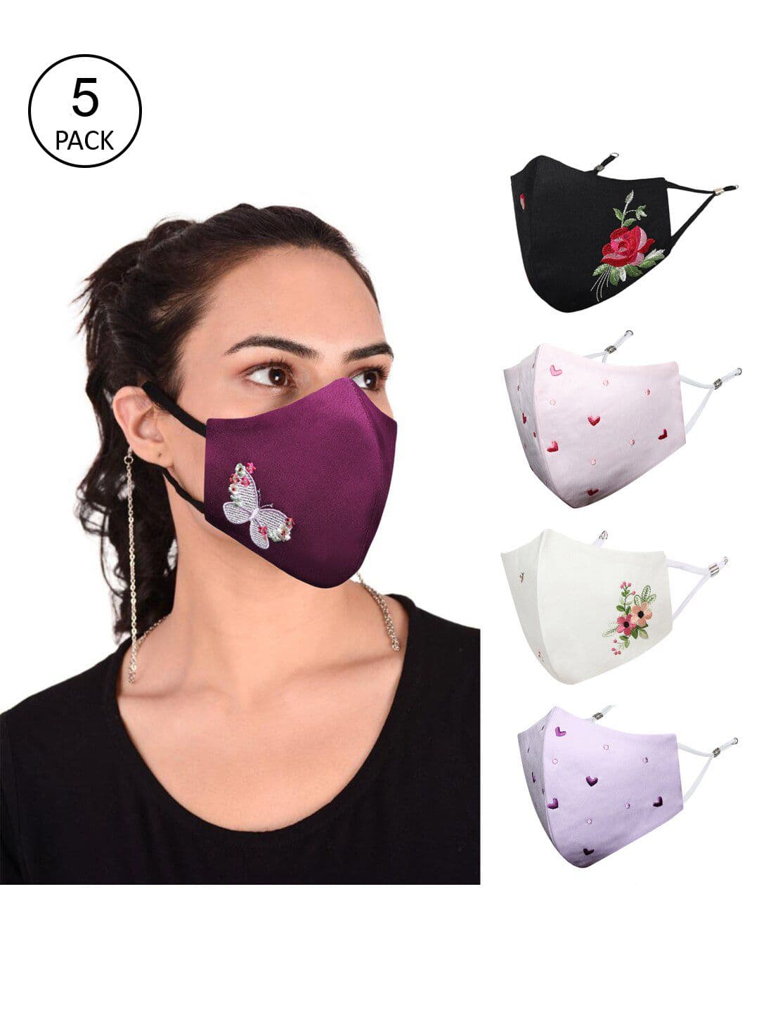 MASQ Pack of 5 Printed 4-Ply Reusable Pure Cotton Cloth Masks - view 1
