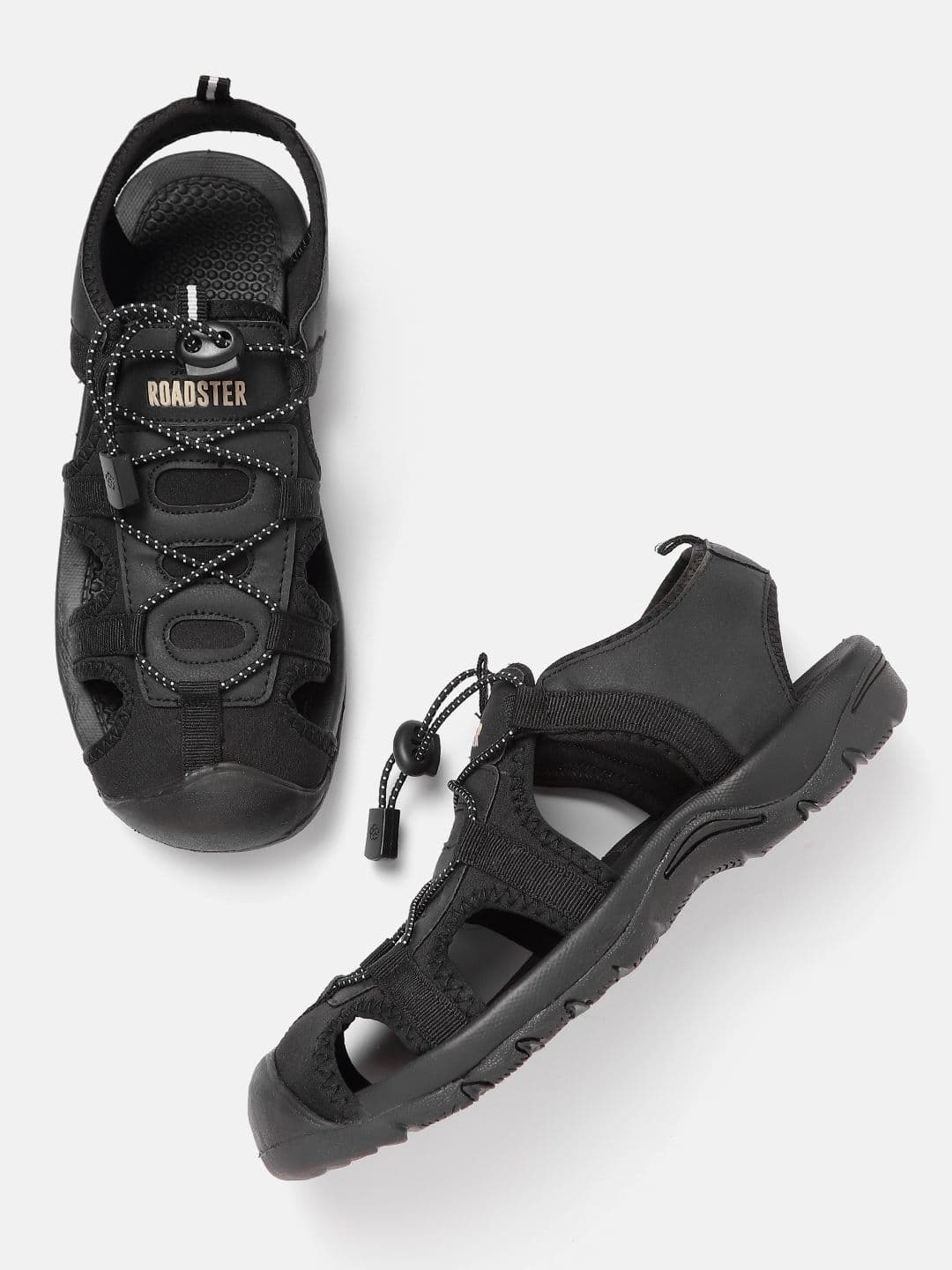 Roadster Men Black Solid Sports Sandals - view 1