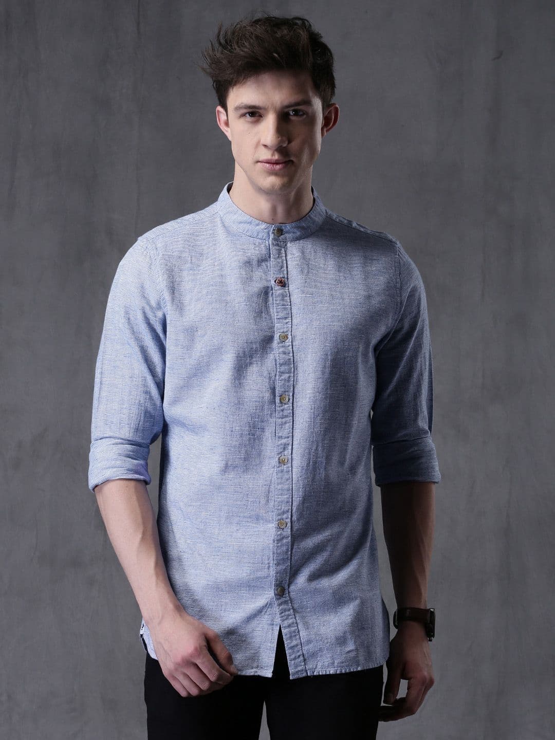 WROGN Men Blue & White Slim Fit Striped Casual Shirt - view 1