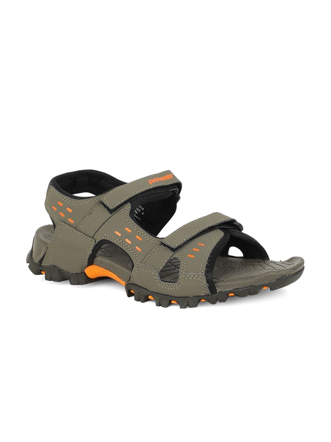 Power Men Grey & Orange Patterned Sports Sandals - view 1