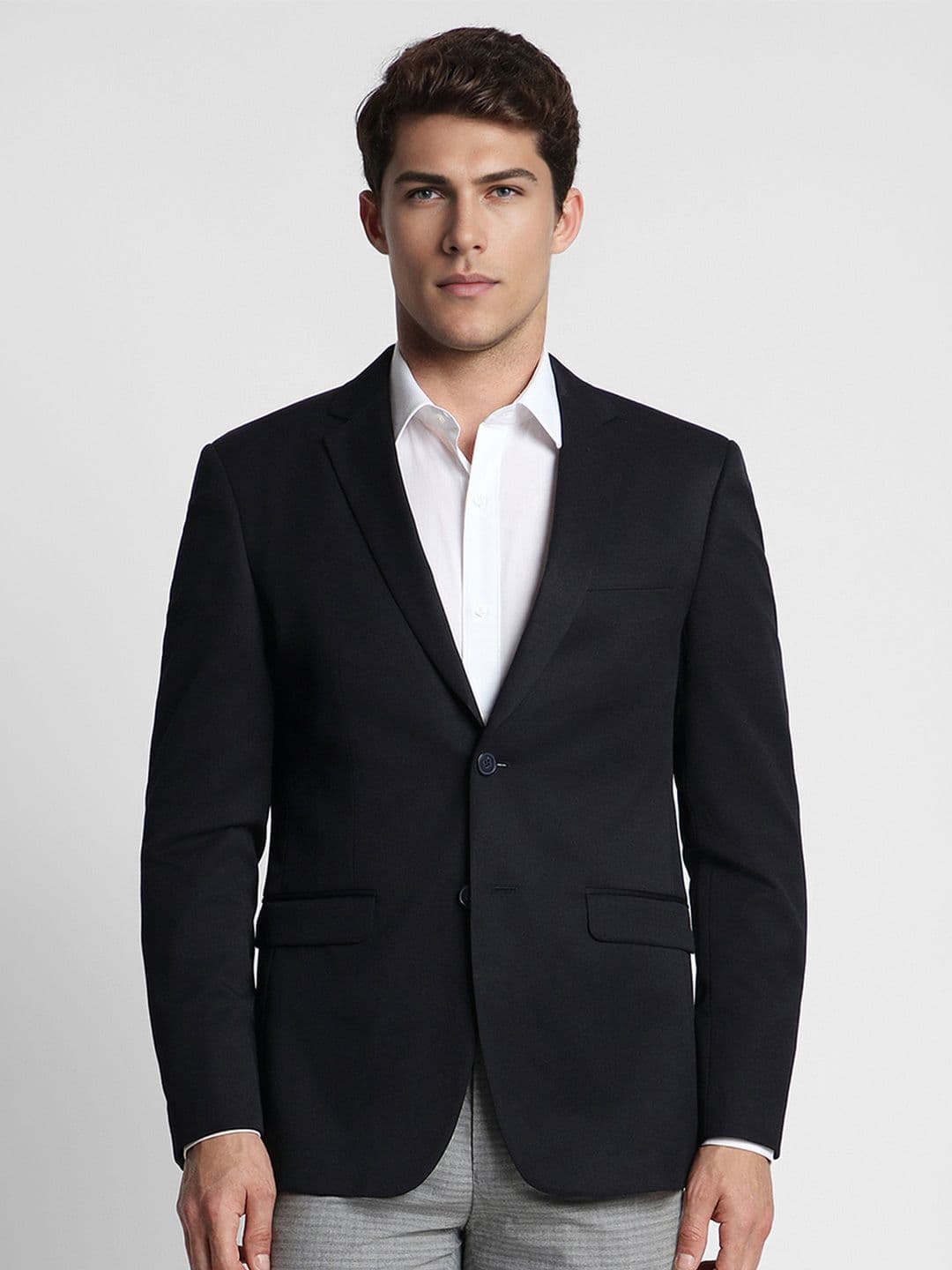 Peter England Men Black Solid Slim-Fit Single-Breasted Formal Blazer - view 1