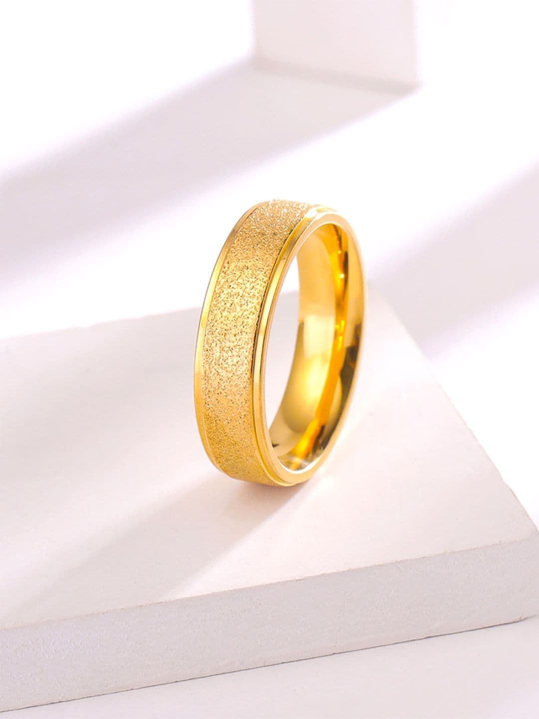 Yellow Chimes Men Gold-Toned Gold Plated Stainless Steel Ring - view 1