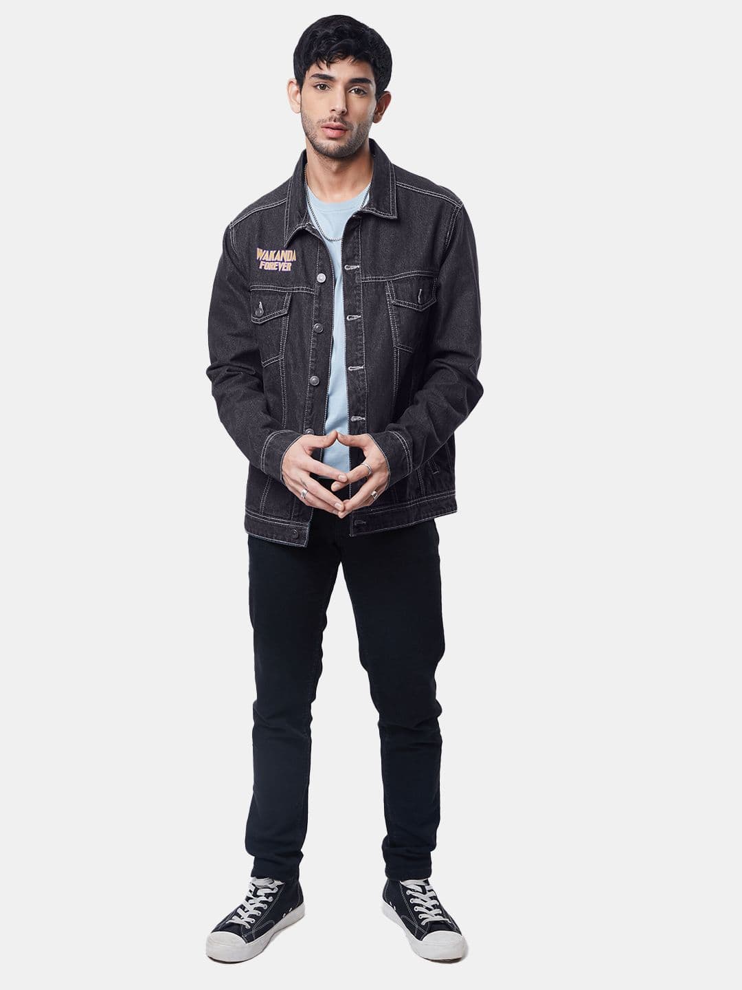 The Souled Store Men Regular Fit Black Panther Denim Blue Jackets - view 1