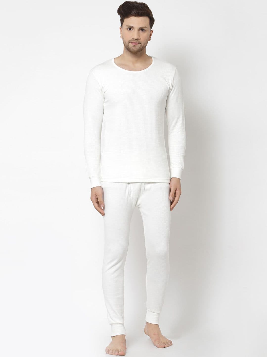 Kalt Men White Solid Thermal Set - view 1