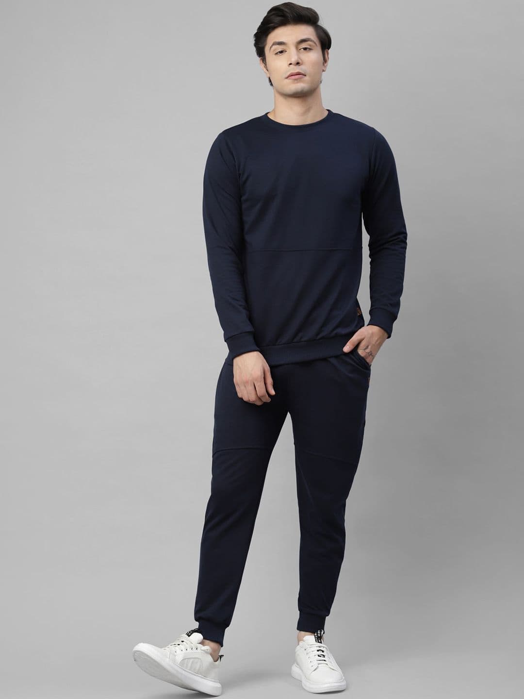 Rigo Men Solid Cotton Sweatshirt Tracksuit