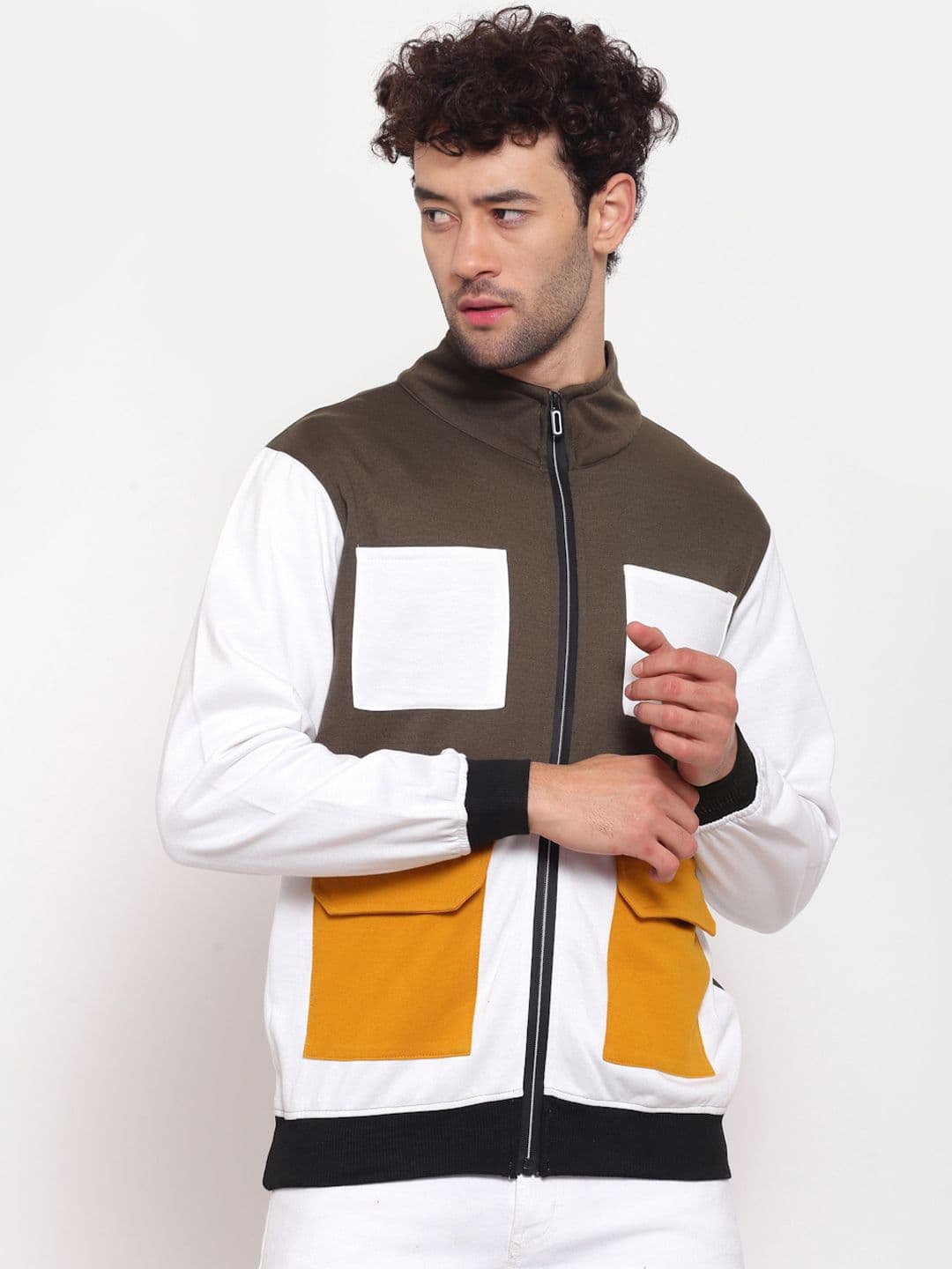 PAUSE SPORT Men Multicoloured Colourblocked Fleece Lightweight Antimicrobial Tailored Jacket - view 1