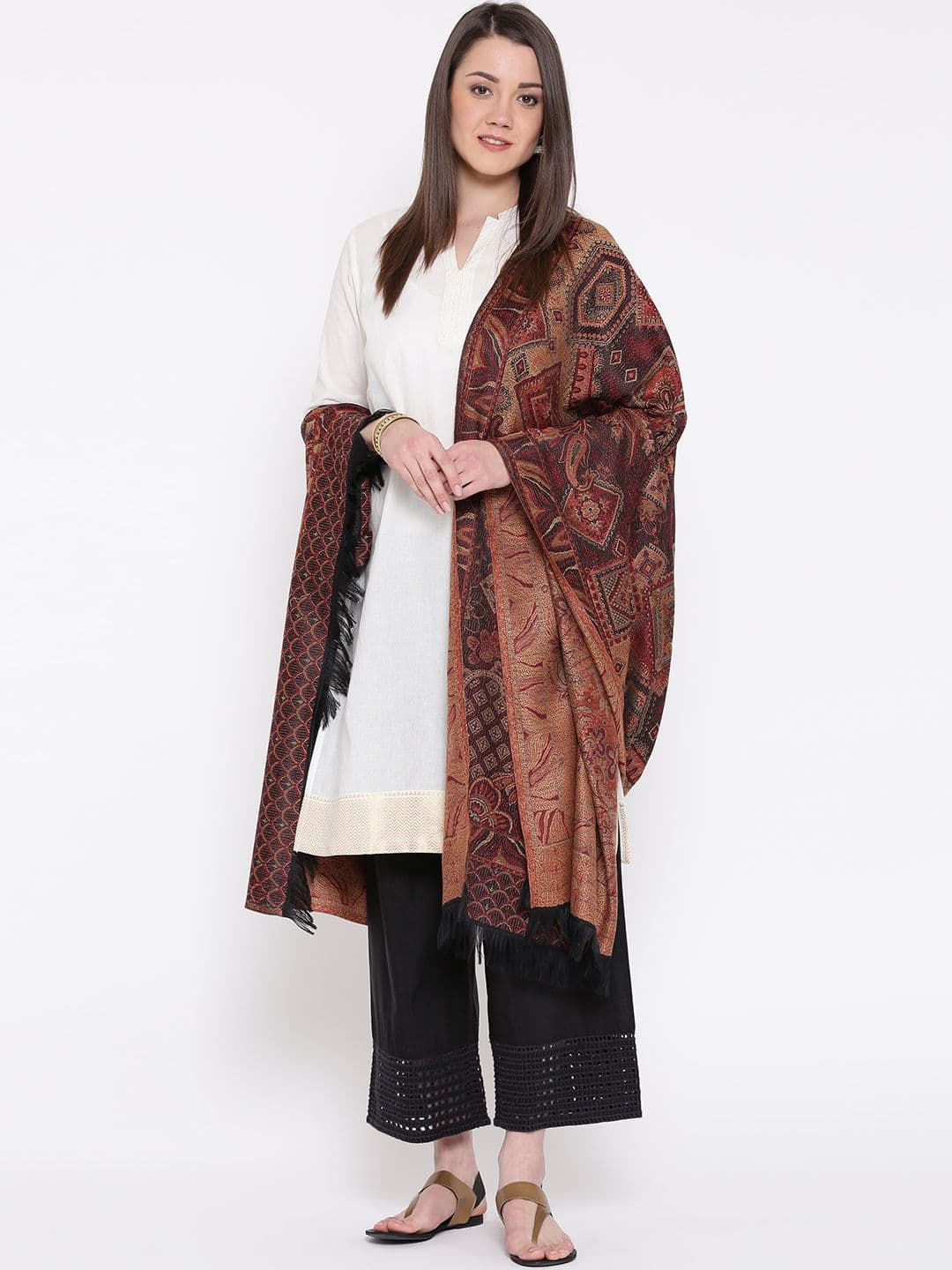 WEAVERS VILLA Women Woven Design Winter Shawl - view 1