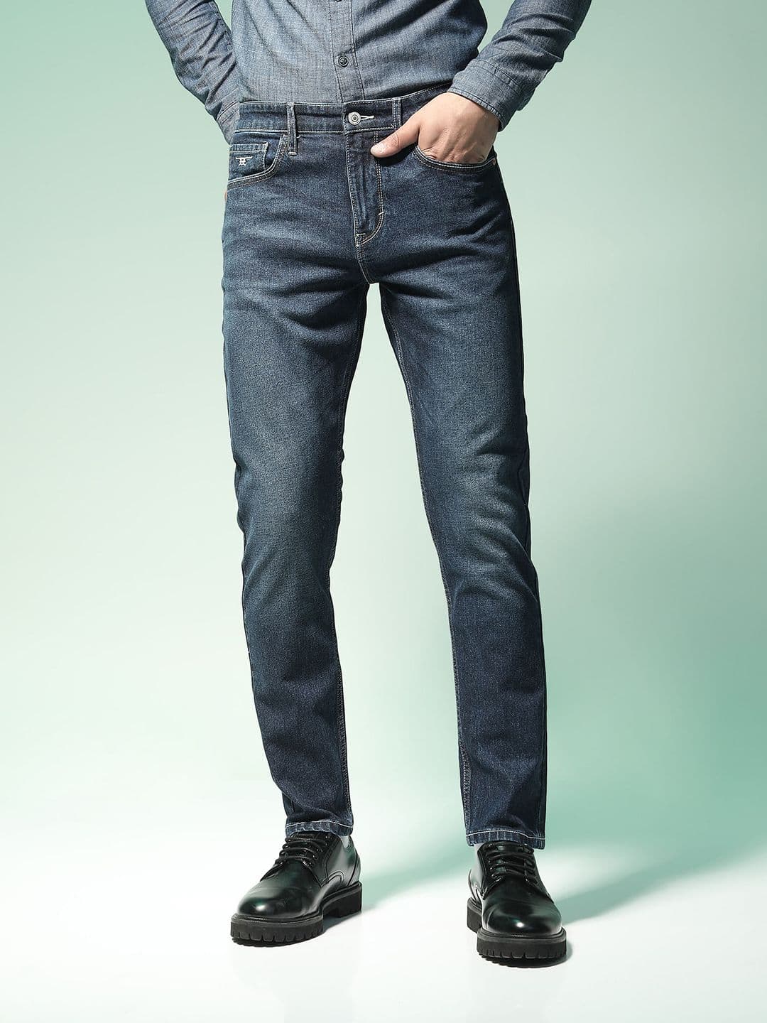 Flying Machine Men Navy Blue Micheal Slim Tapered Fit Light Fade Stretchable Jeans - view 1