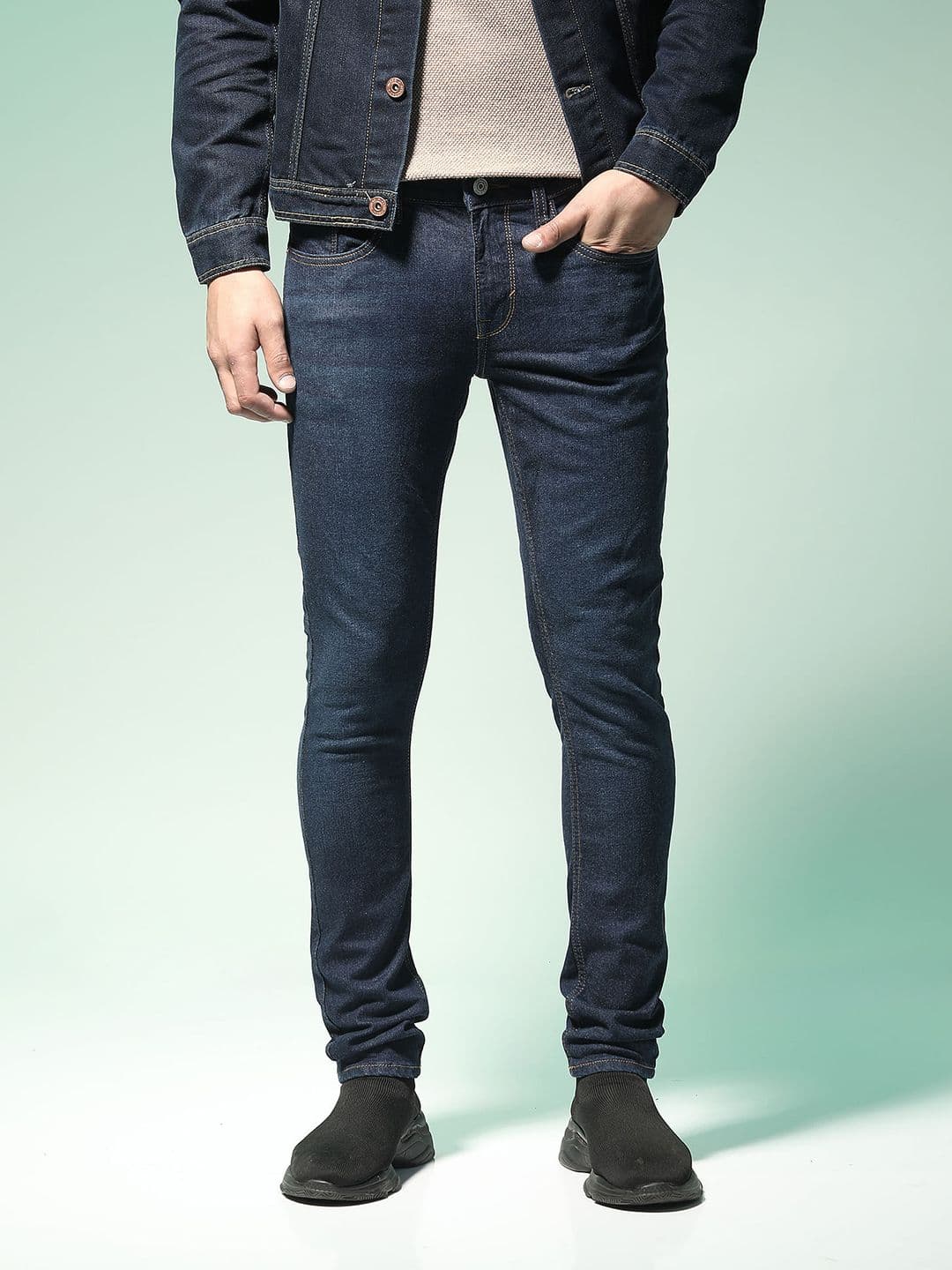 Flying Machine Men Navy Blue Jackson Skinny Fit Low-Rise Light Fade Stretchable Jeans - view 1