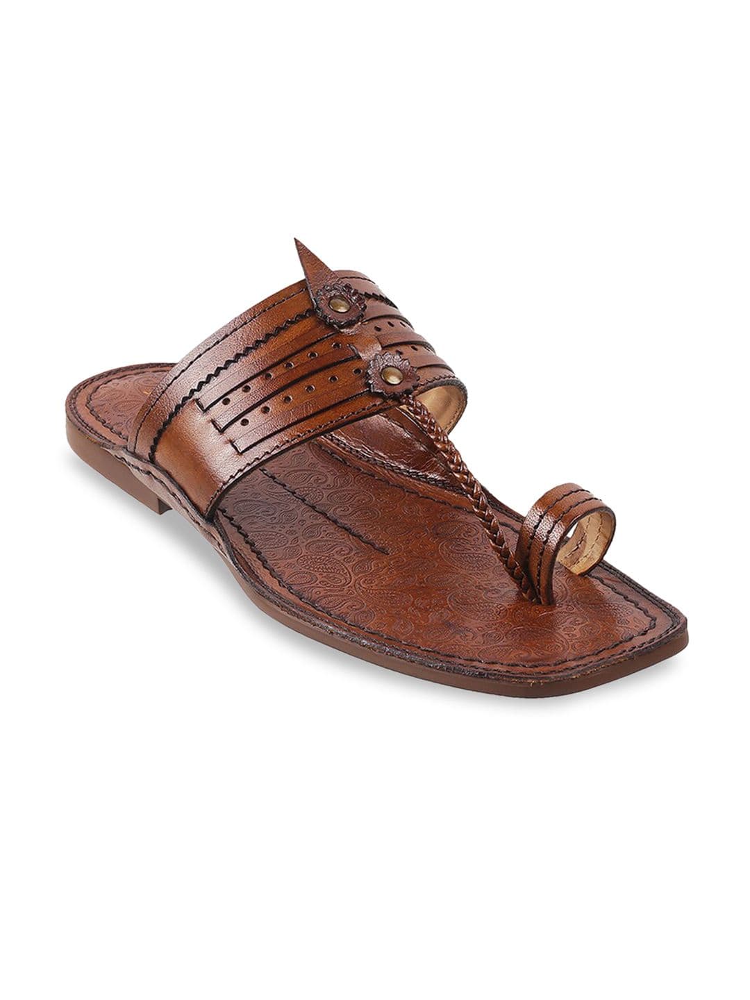 J.FONTINI J FONTINI Men Tan Leather Comfort Sandals - view 1