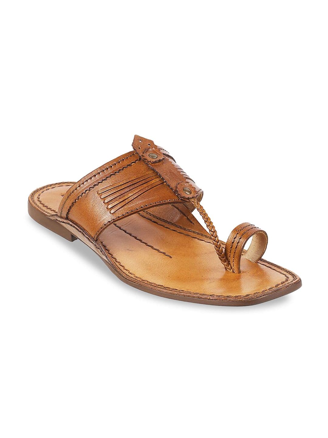DAVINCHI Men Tan Ethnic Leather Comfort Sandals - view 1