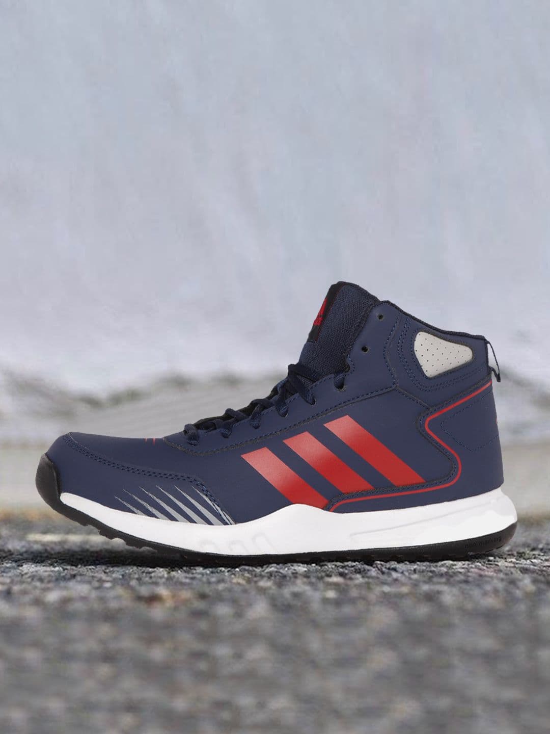 ADIDAS Men Navy Blue & Red Printed ExcelCourt Mid-Top Leather Running Shoes - view 1