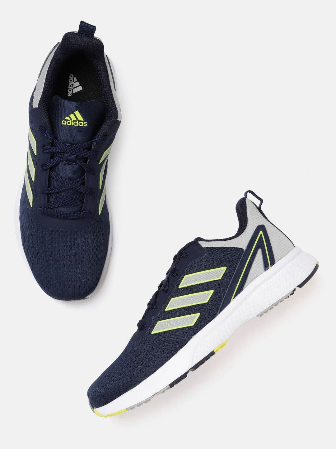 ADIDASMen Navy Blue & Green Woven Design Ortholite Seize The Street Running Shoes - view 1